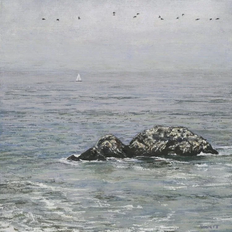 10 X 10 X 2 - "Seal Rocks, Land's End" - acrylic on panel, 2023