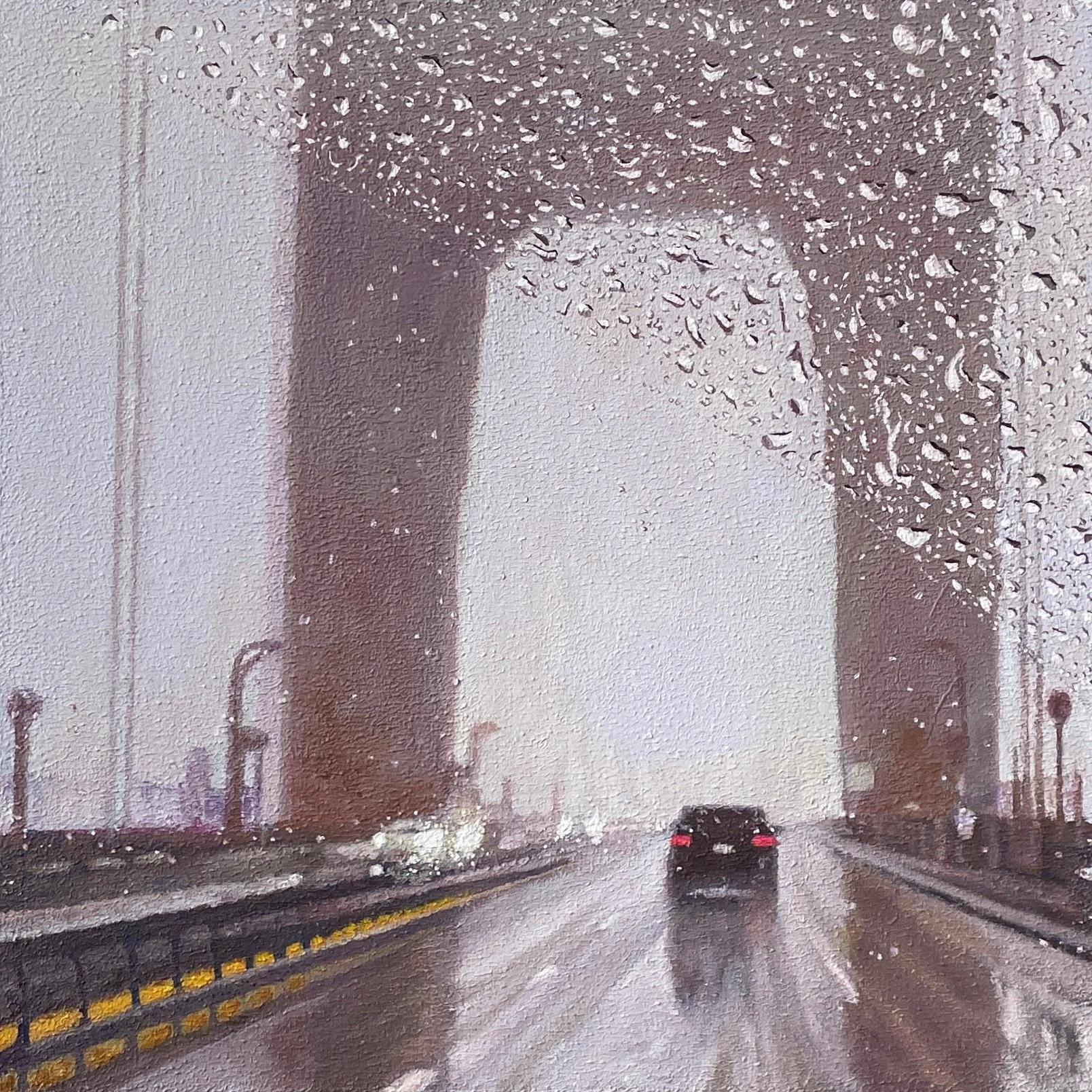 10 X 10 X 1.75 - “Wiped, Golden Gate” acrylic on panel, 2026