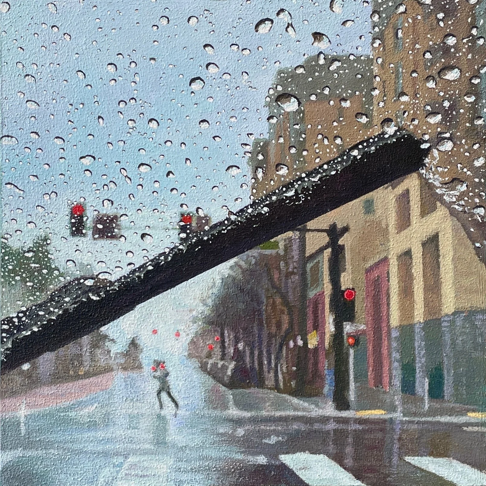 10 X 10 X 1.75 - “Wiped, Van Ness at Jackson” acrylic on panel, 2026
