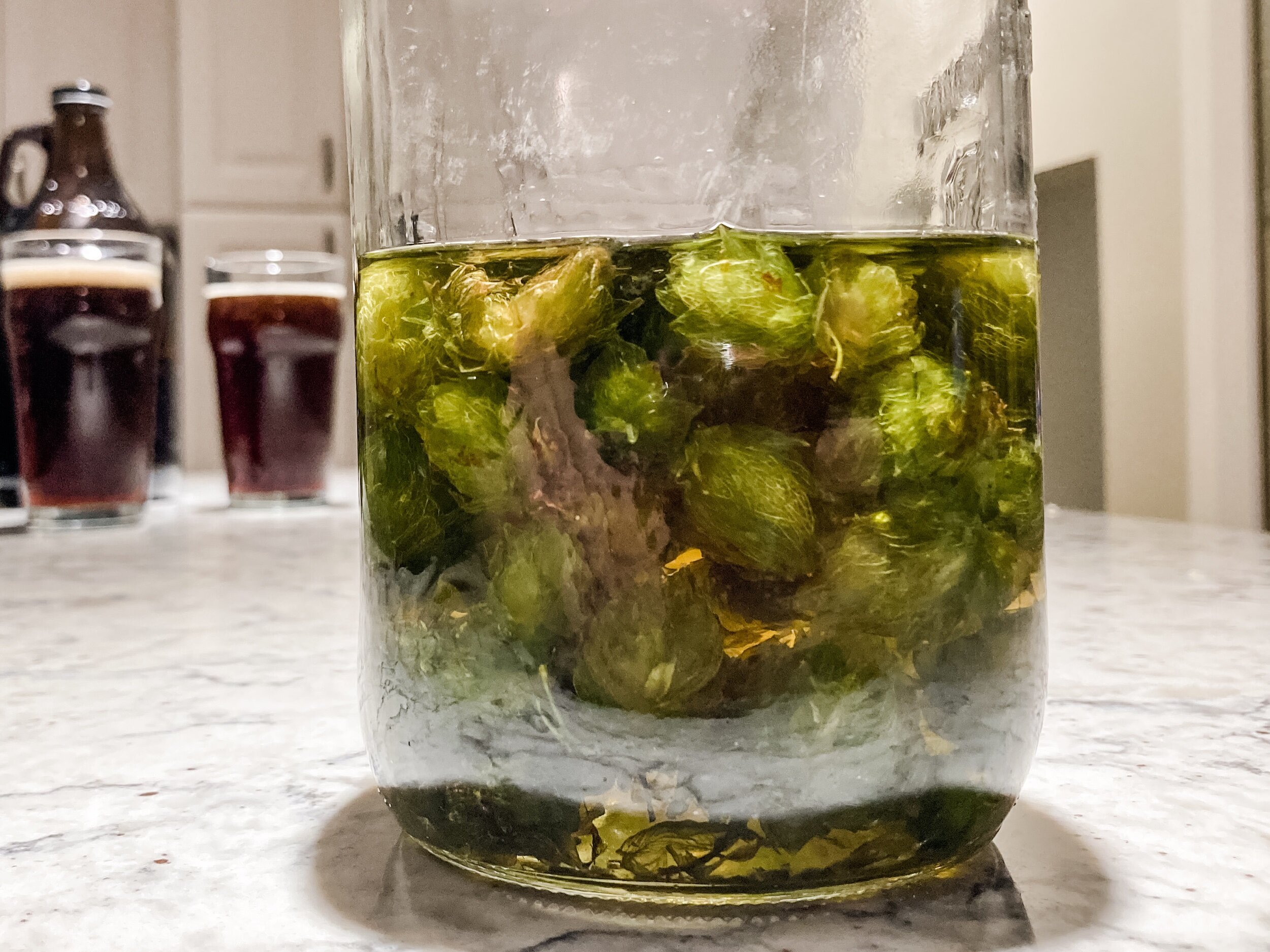 Infusing olive oil with hops