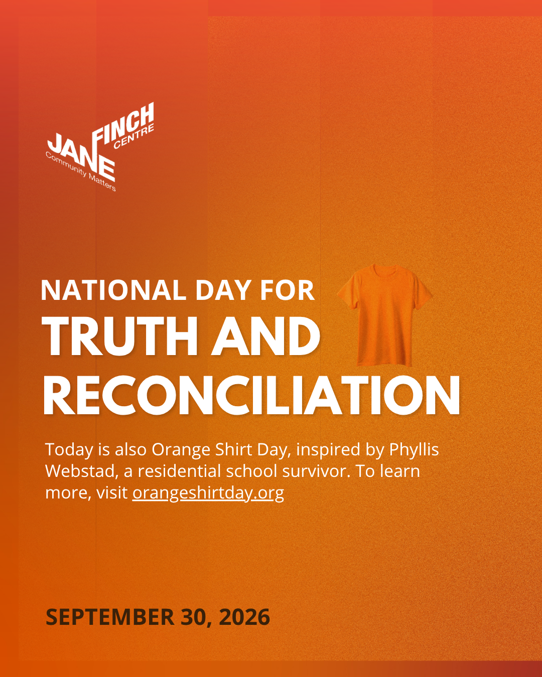 September 30 is National Day for truth and reconciliation.