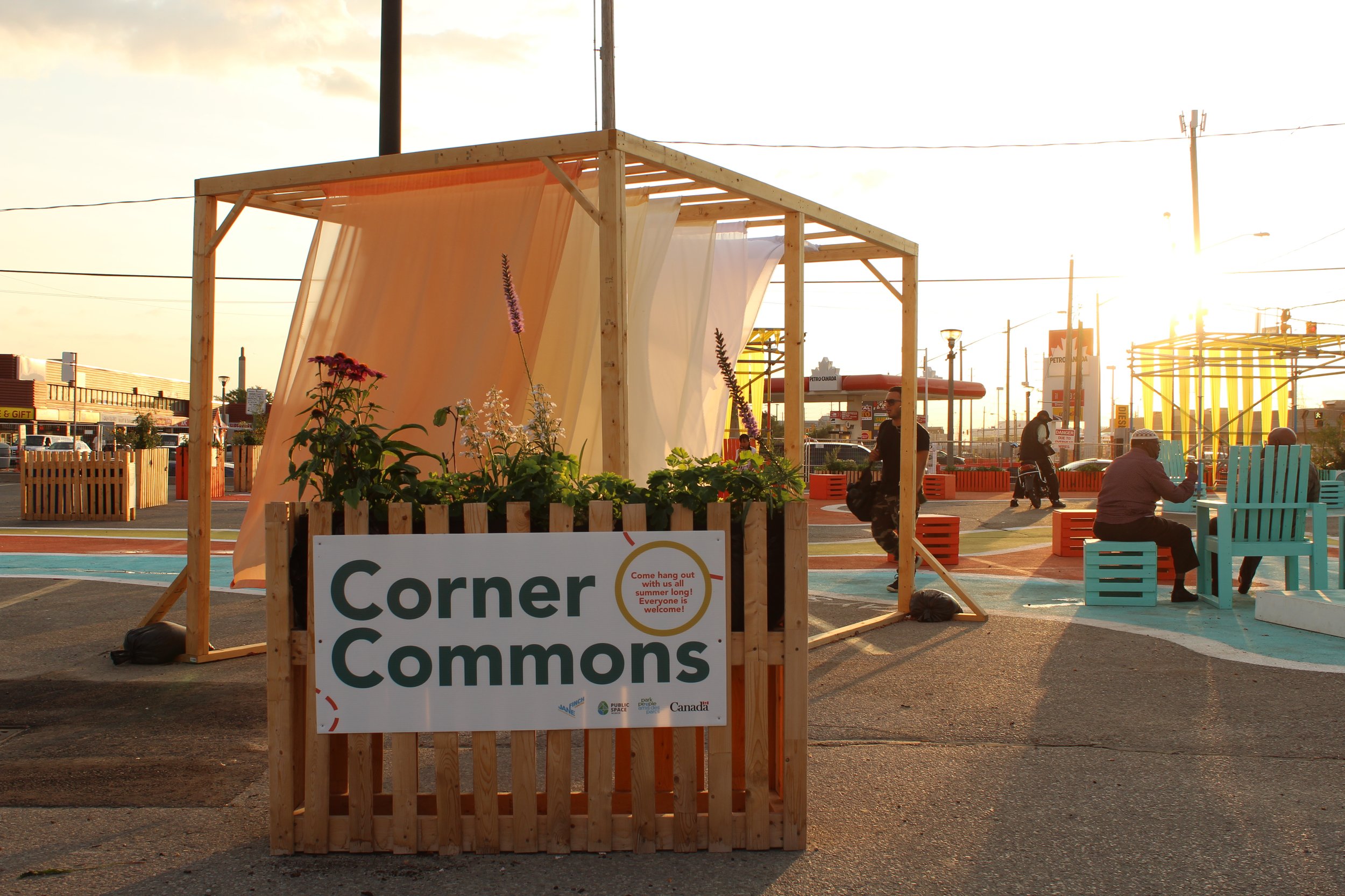 Corner Commons: community-led public space located in the parking lot of the Jane Finch Mall