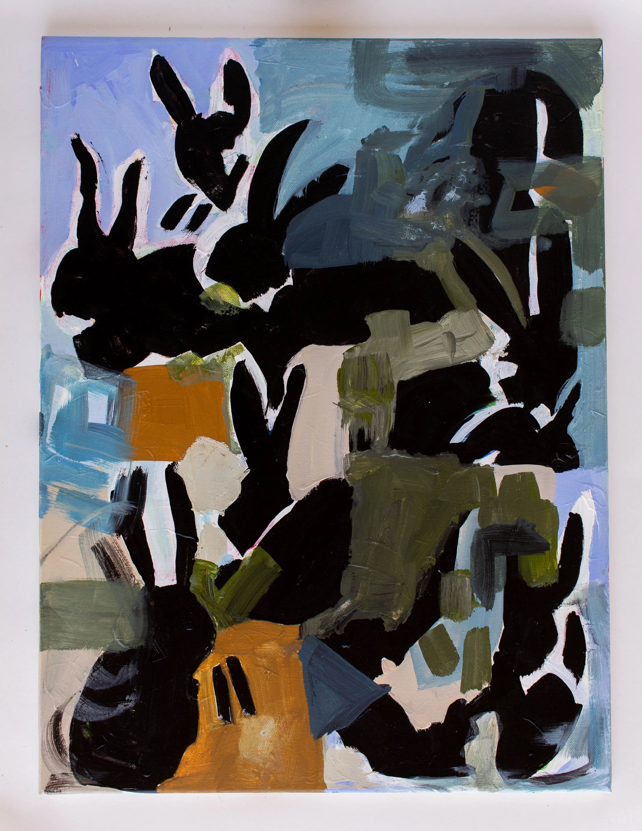 Bunnies in the Woods | 18 x 24" | Acrylic and House Paint on Stretched Canvas