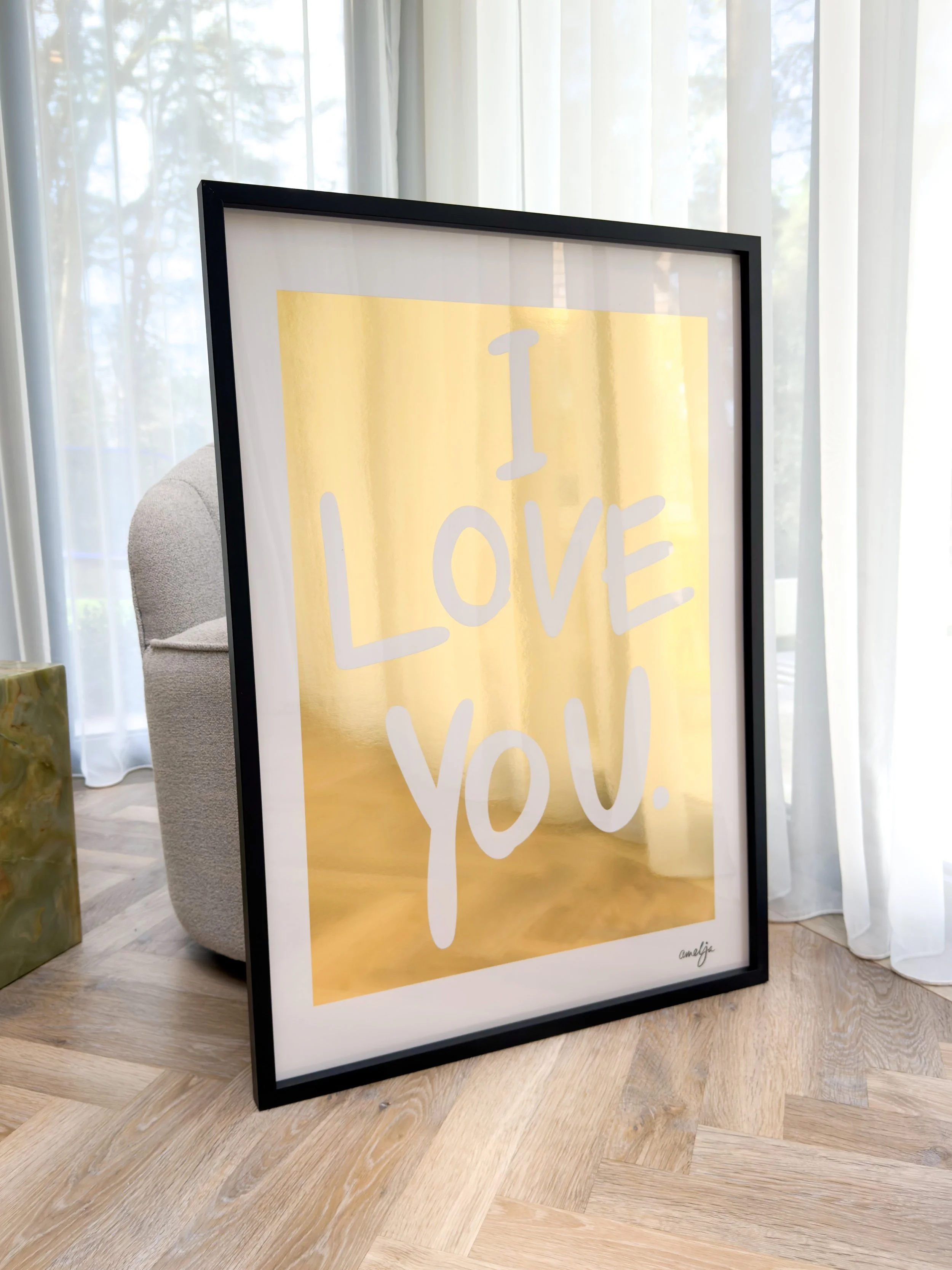 I LOVE YOU Gold Print