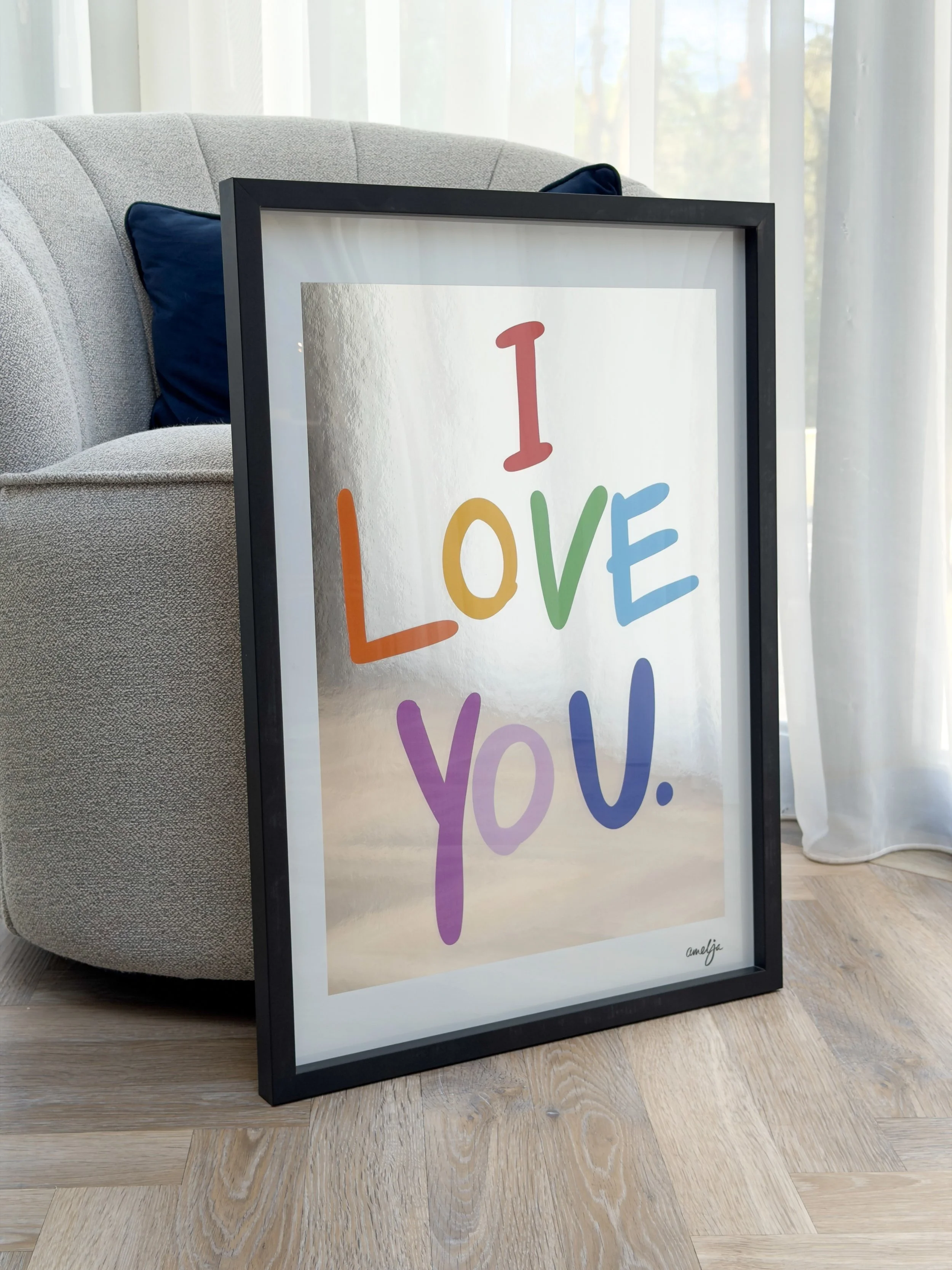 I LOVE YOU Silver Print