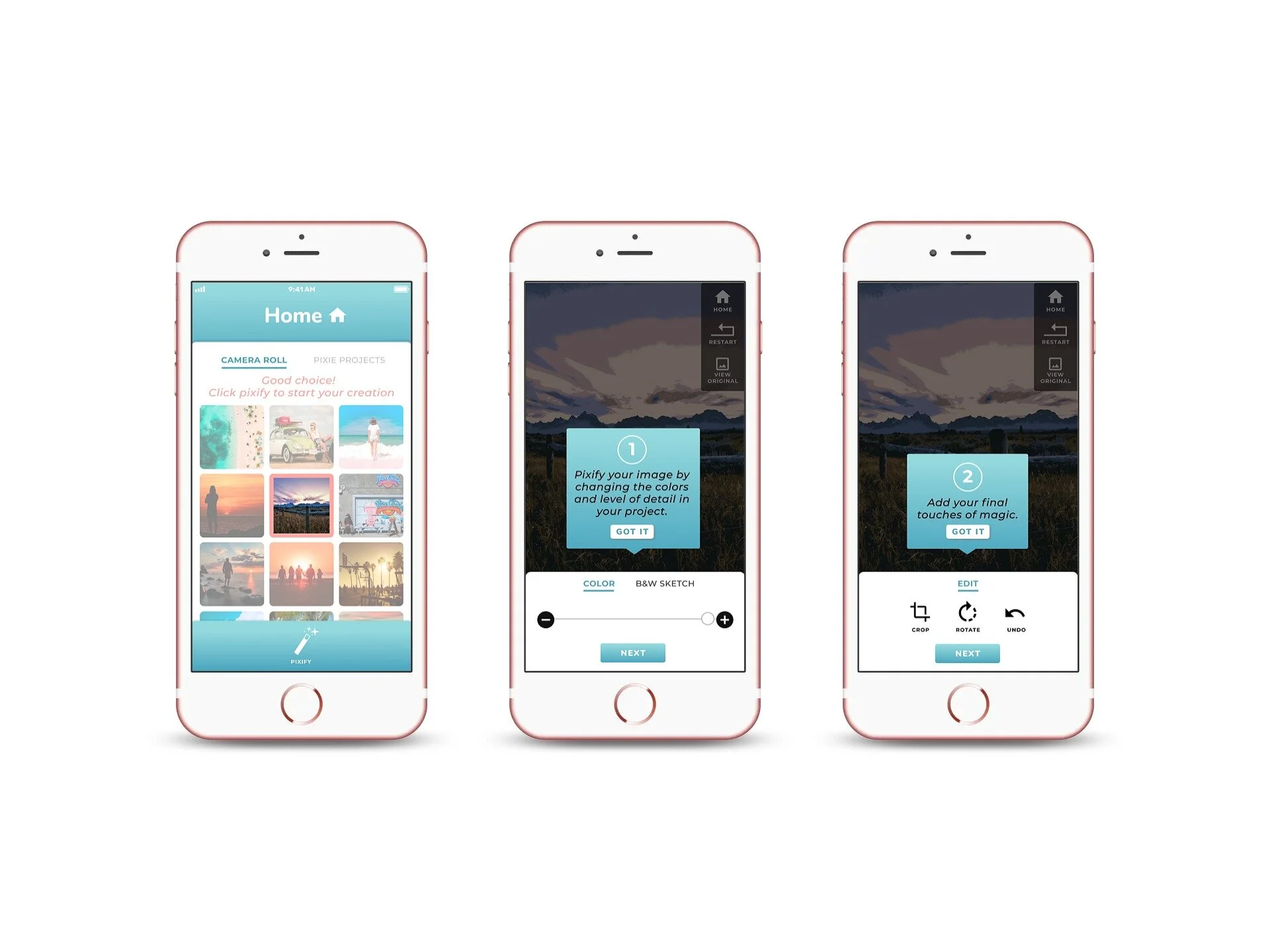 Wireframes from the high-fidelity prototype #2