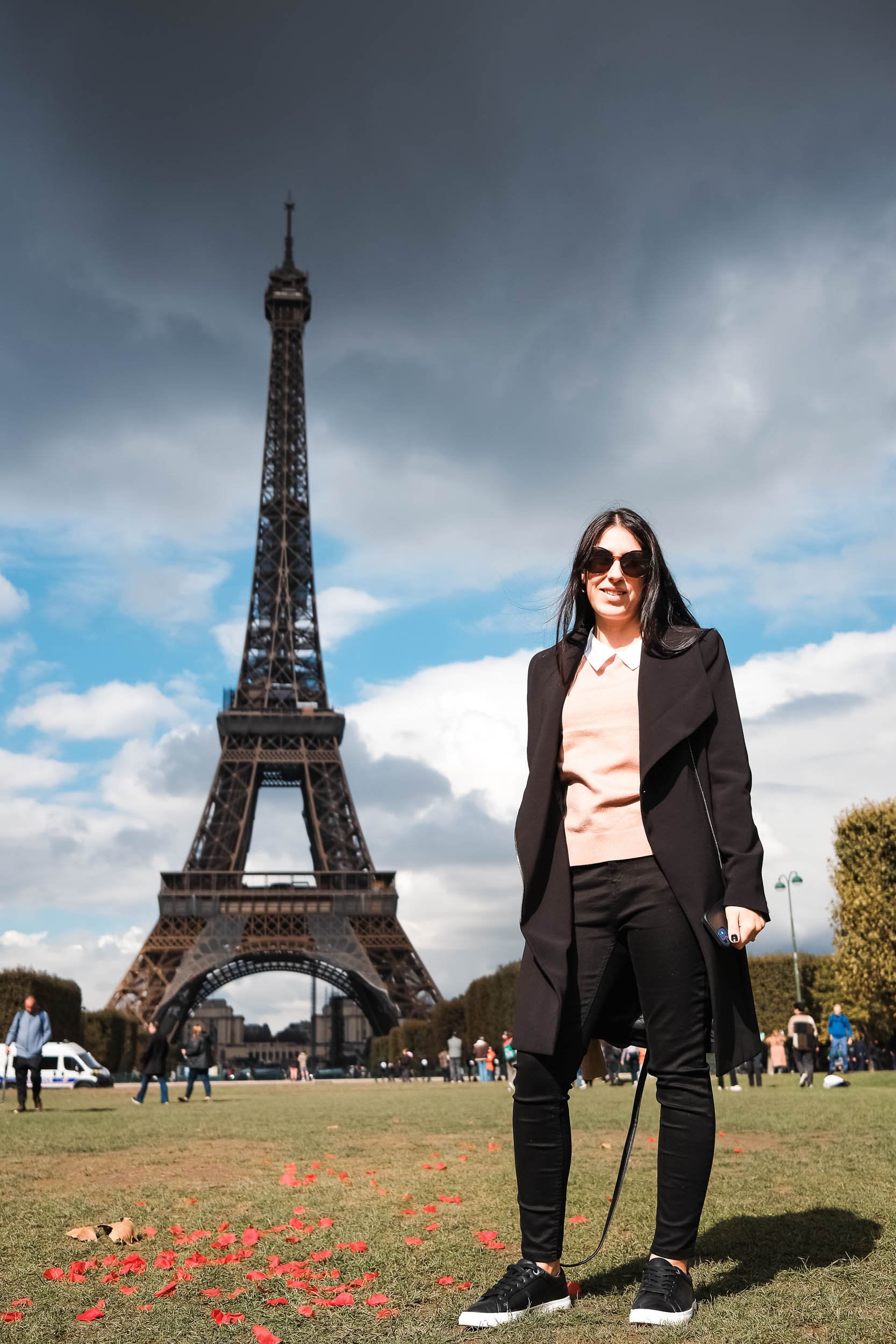 Anya next to Eiffel Tower, Paris - Taken with Fujifilm X100V by Rob Swan