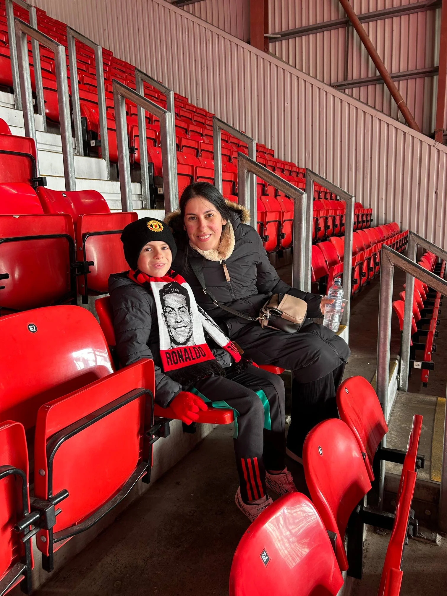 Ryan and mum Anya before Man Utd vs Brighton, sat in E331 at Old Trafford.