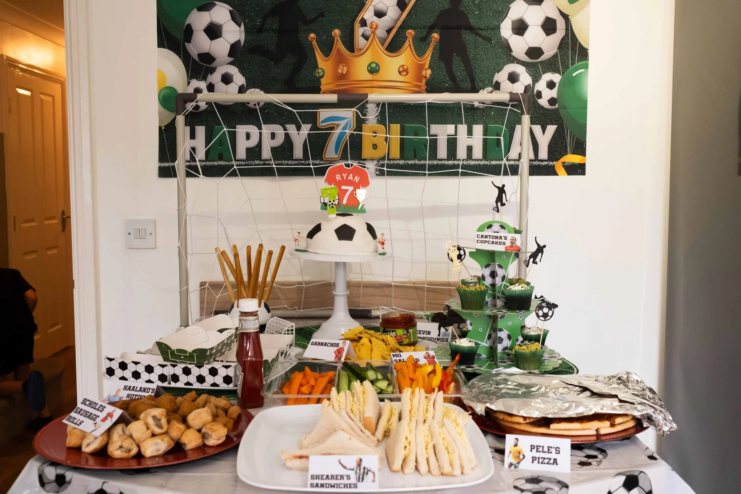 Food setup at the Football Legends birthday party