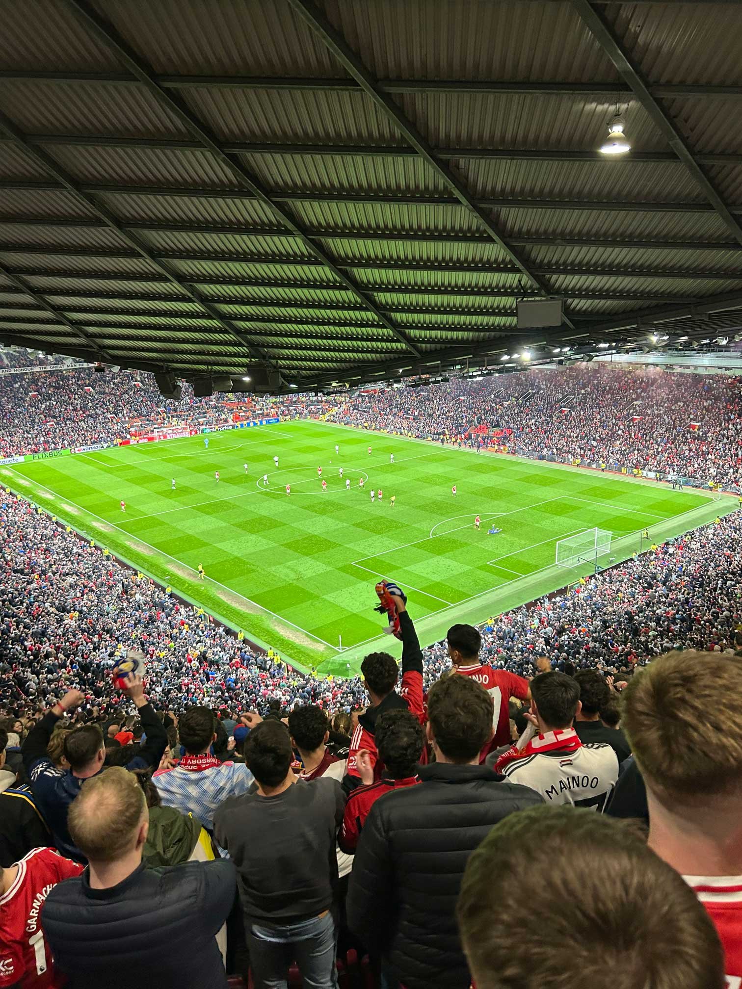 Manchester United vs Lyon, view from NW3431 at Old Trafford