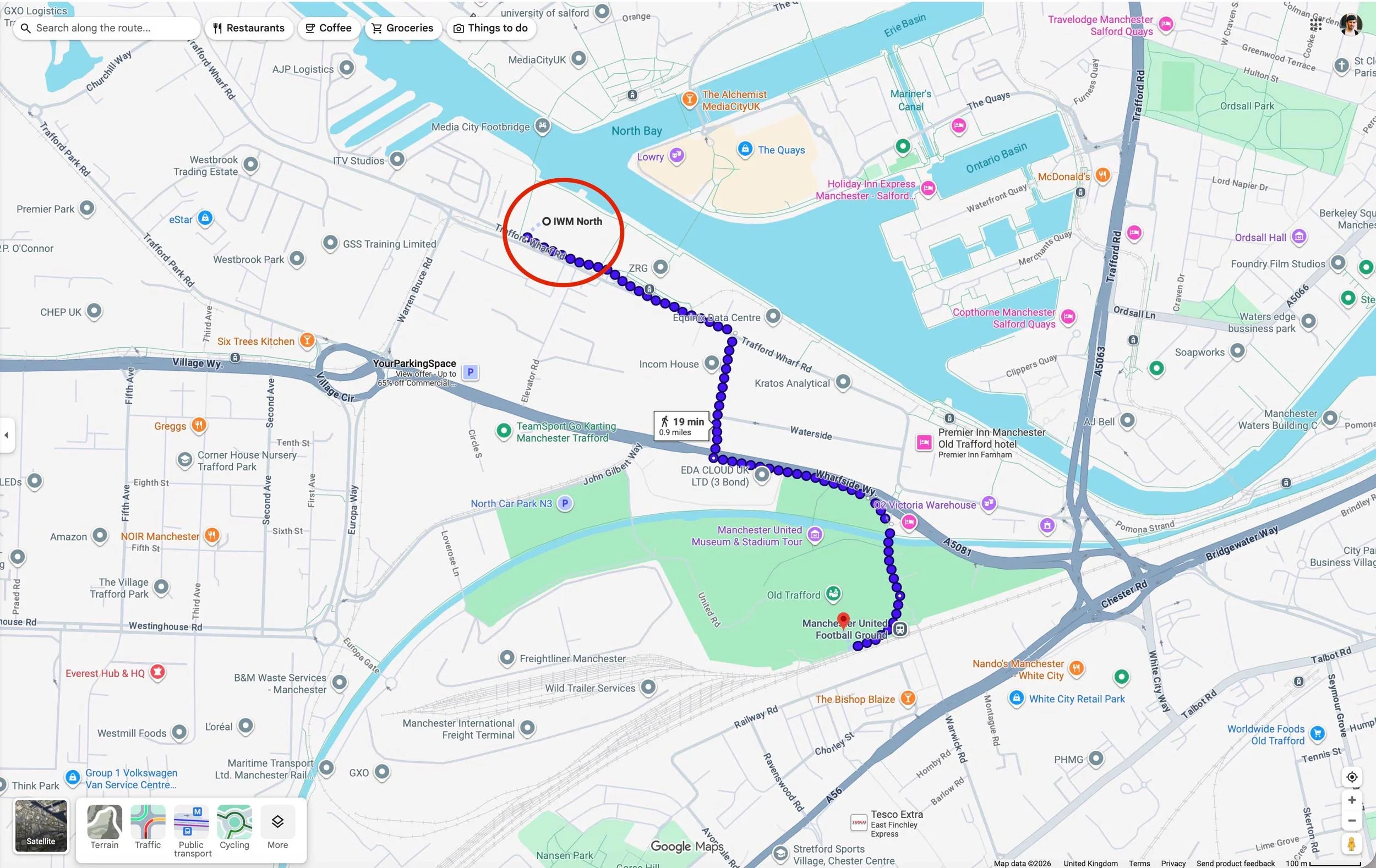 Parking option for watching Manchester United on a matchday