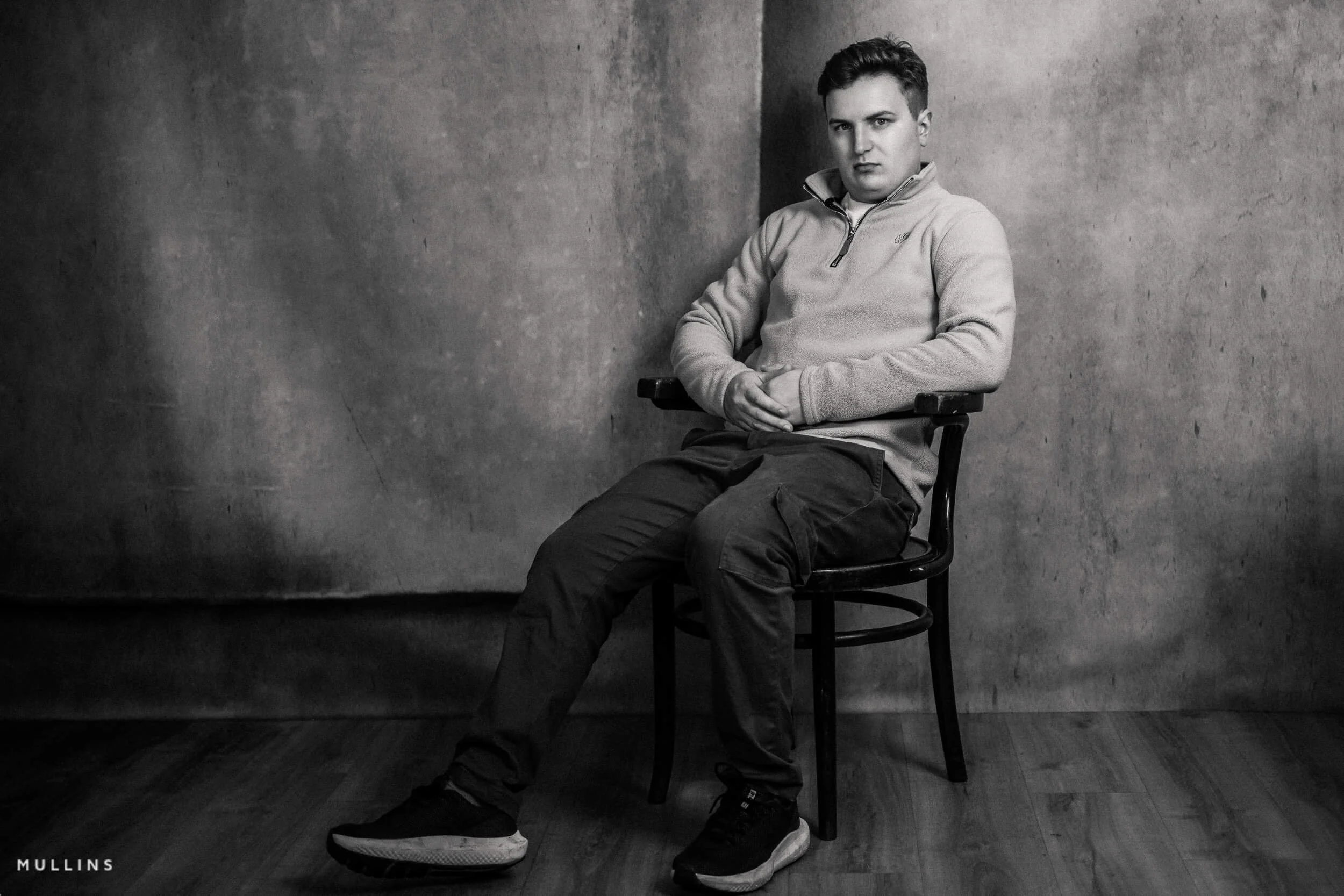 Actor portrait slightly wider crop, studio session in Malmesbury