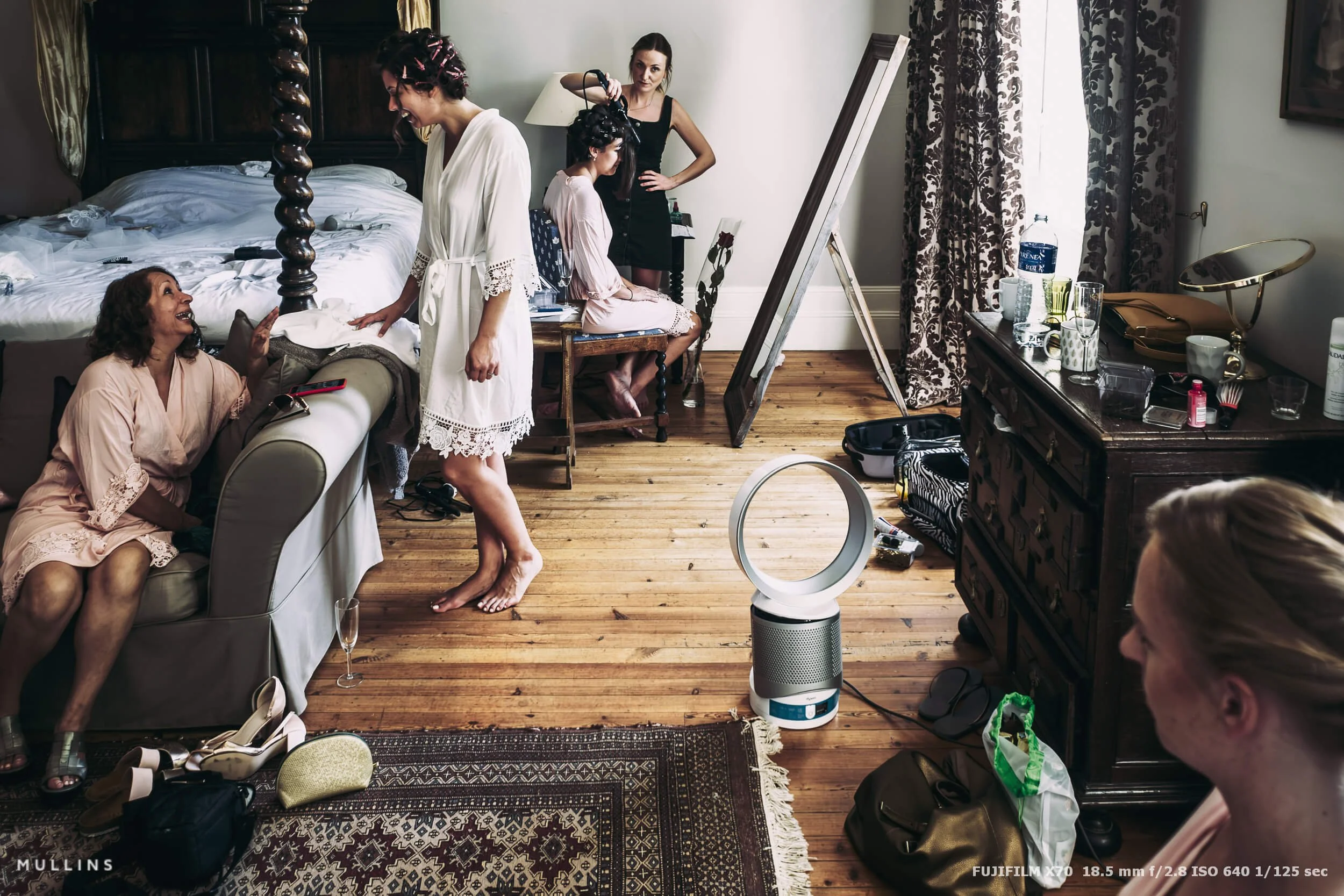 A Busy Bridal Prep Room