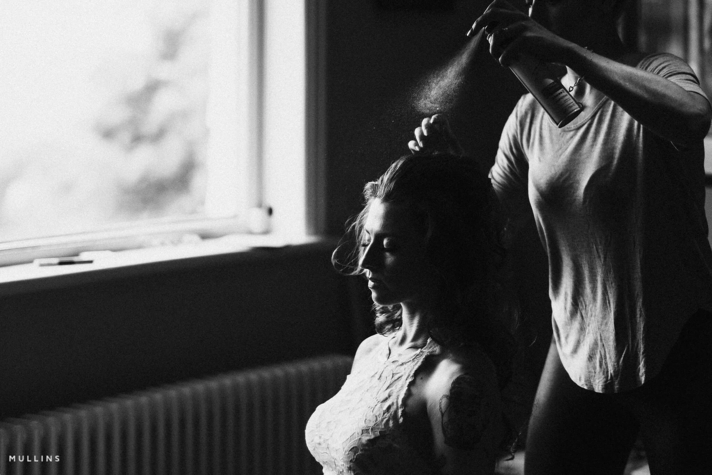 Bride getting ready for her wedding
