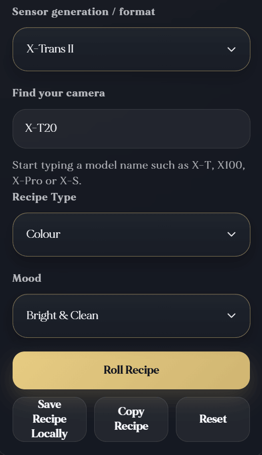 Kevin Mullins Fujifilm JPEG Settings