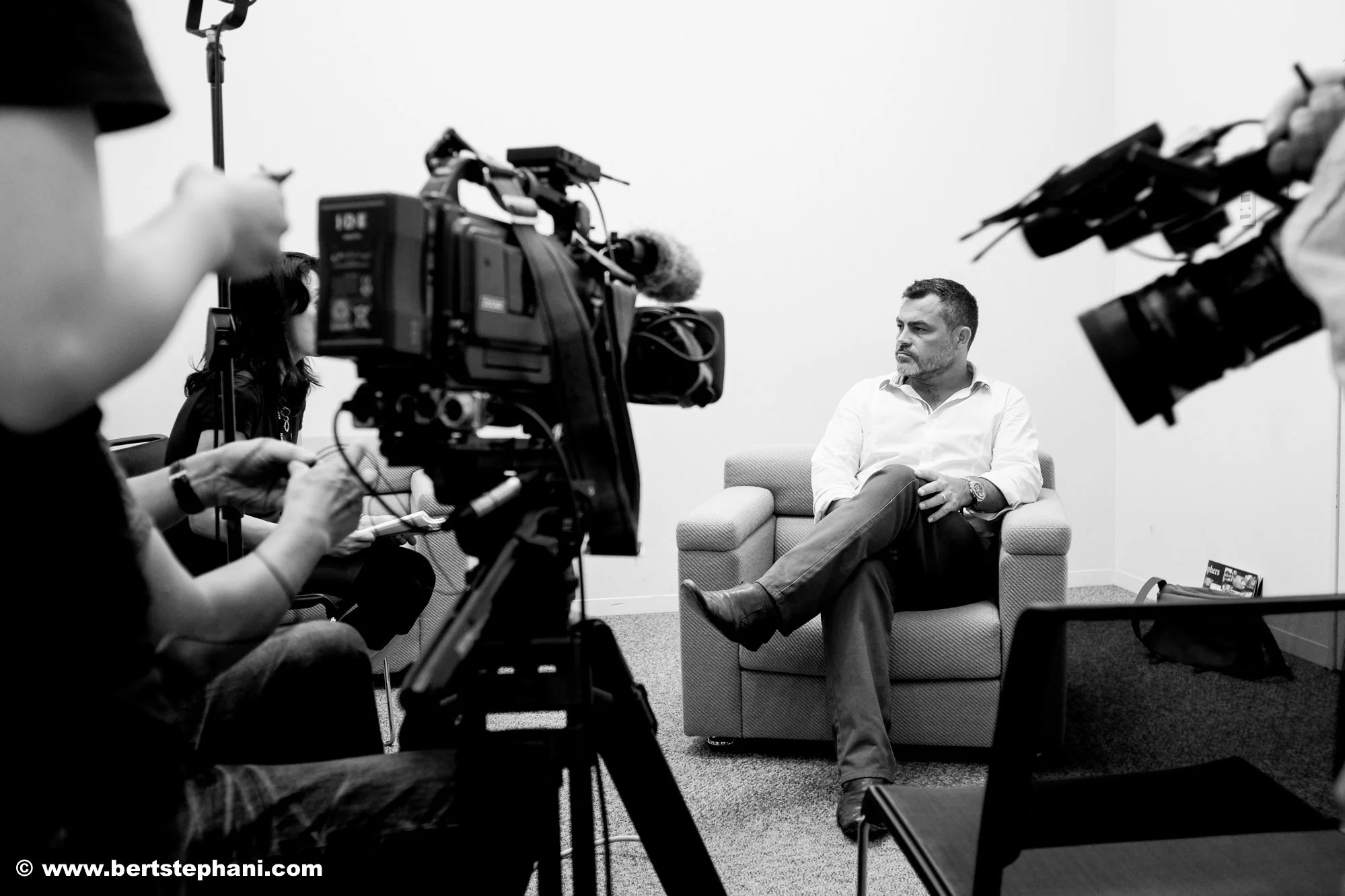 Kevin Mullins being interviewed in Tokyo, Japan
