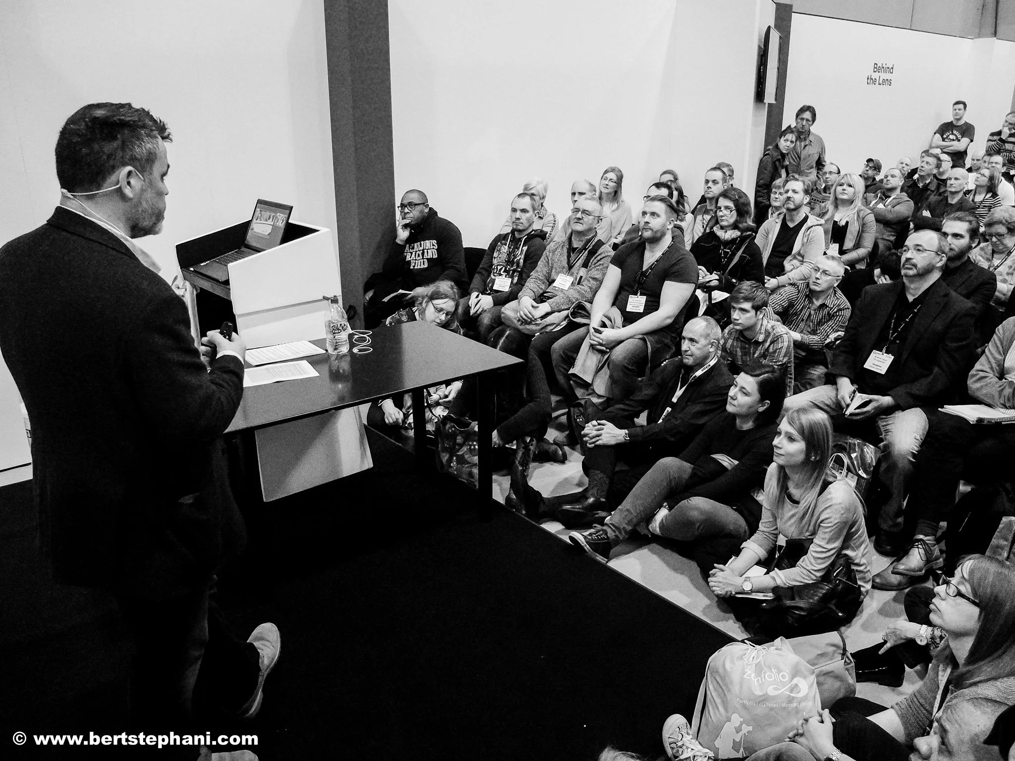 Kevin Mullins speaking to an audience at The Photography Show