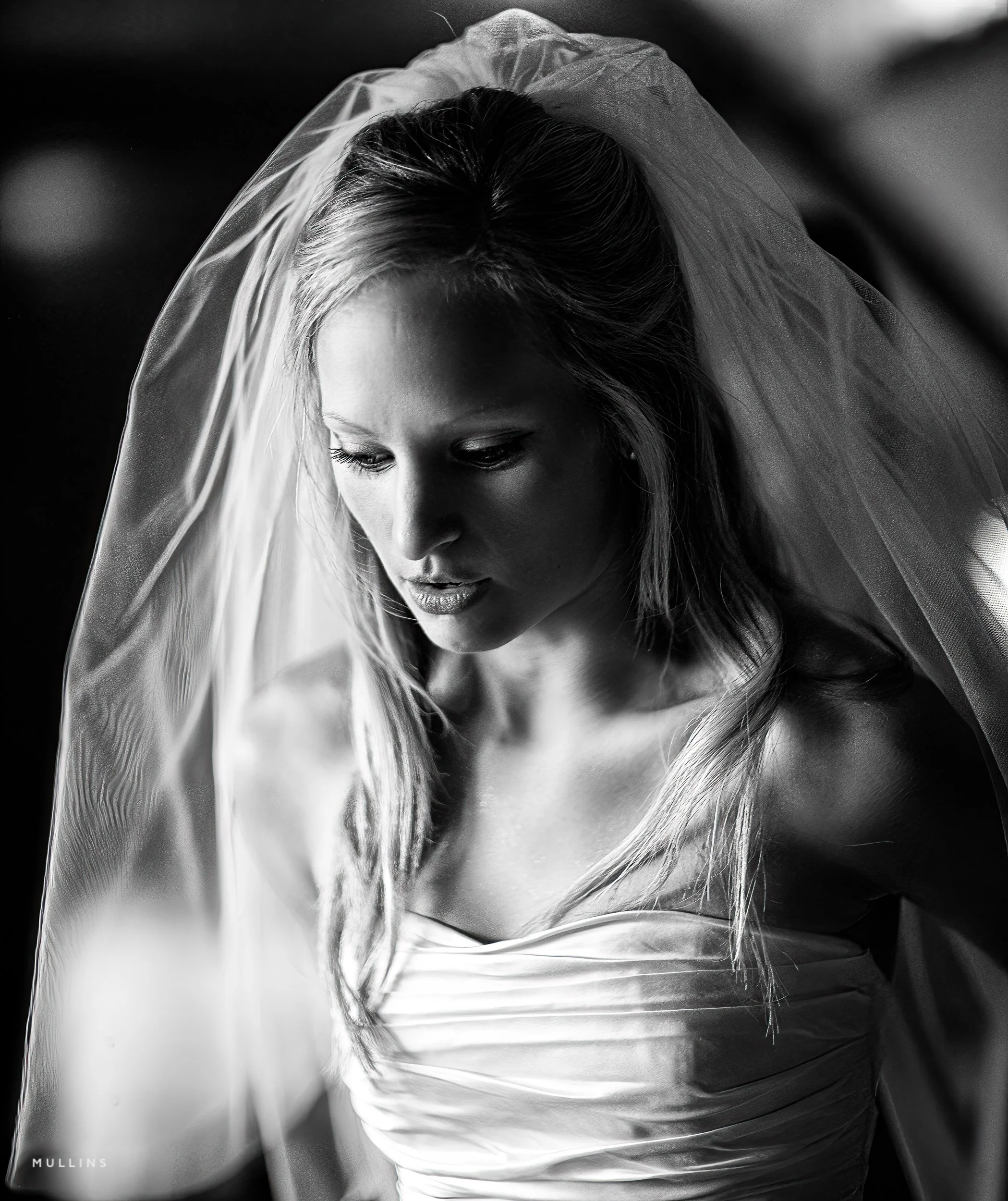 A Bridal portrait in monochrome
