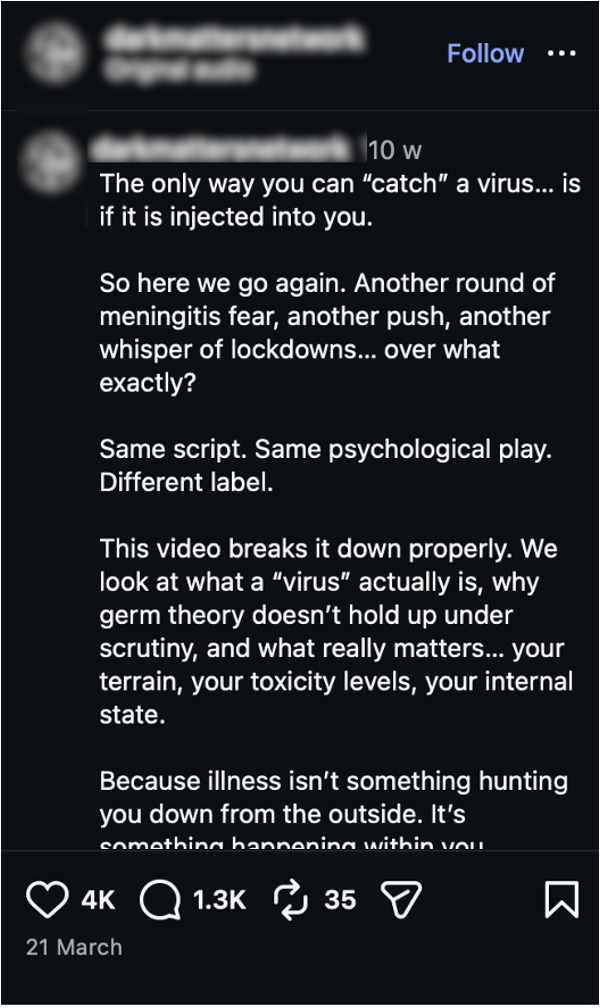 Example of an anti-vax post
