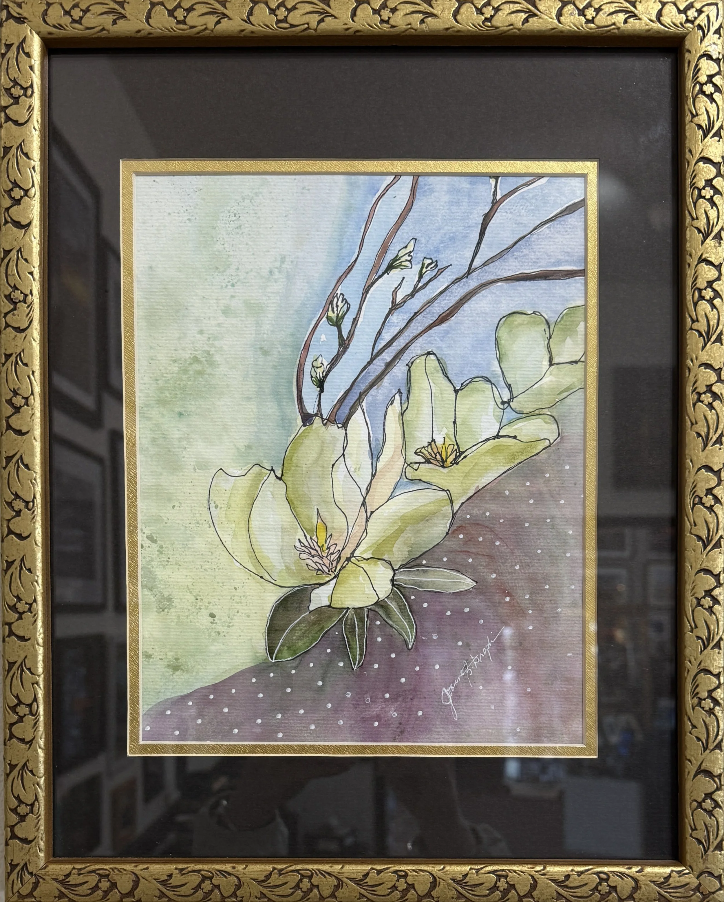 "Magnolias & Dots" by Joanne Drapkin, $162