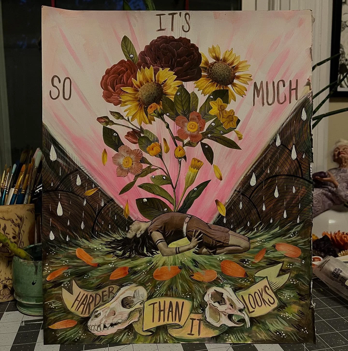 I&rsquo;ve been mesmerized by @florenceandthemachine new album #everybodyscream and have found that it&rsquo;s perfect art making music. I started this piece before listening to the record and got so excited when it felt like the two fit like a glove