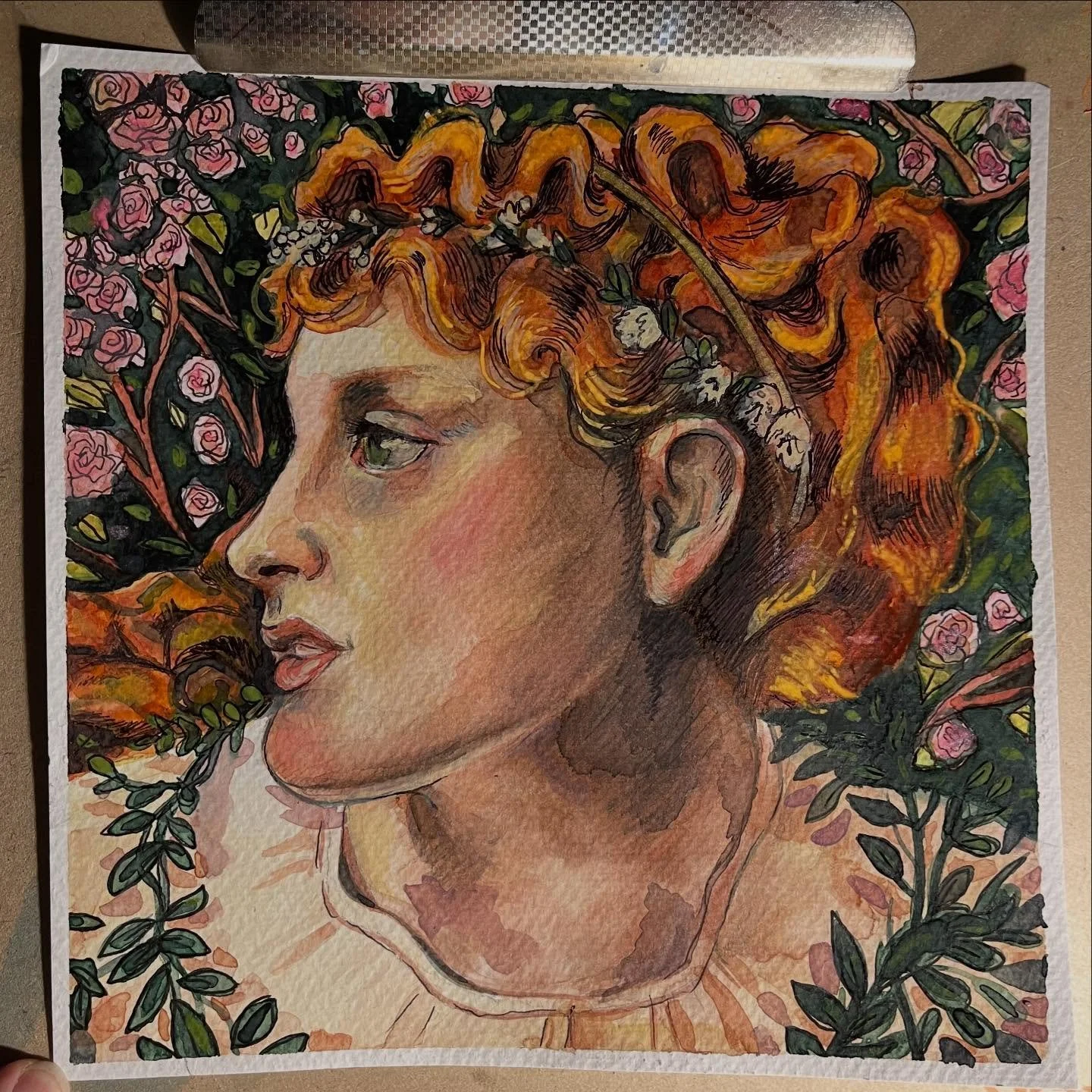 Watercolor study of Perdita by Anthony Frederick Sandys, circa 1866 #watercolor