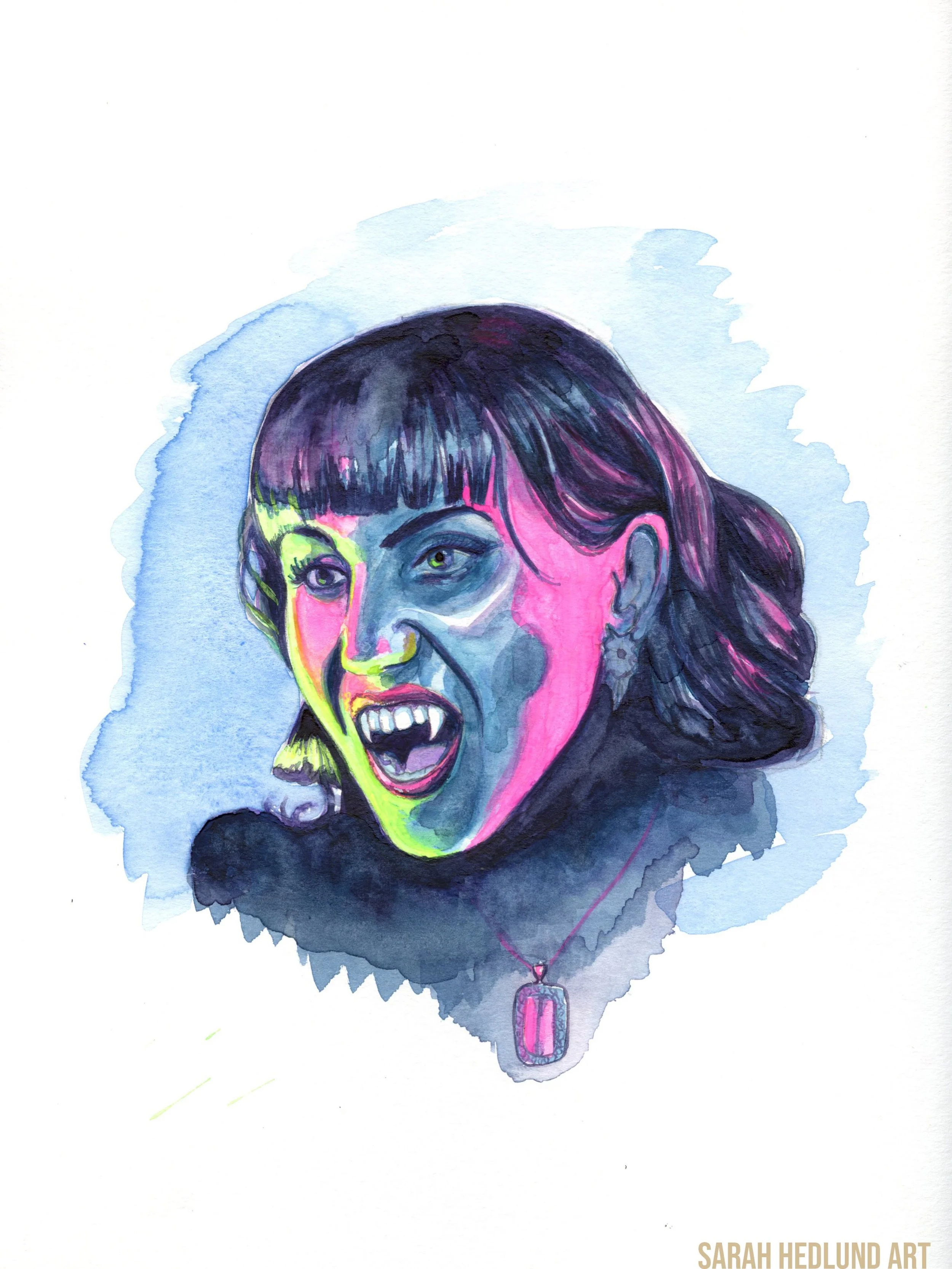 31 Days of Halloween 2026 Edition! This year&rsquo;s theme is VAMPIRES. All illustrations are hand-painted watercolors by yours truly.

Day 14: Nadja (Natasia Demetriou), What We Do in the Shadows. 

#halloween #whatwedointheshadows #vote #31daysofha