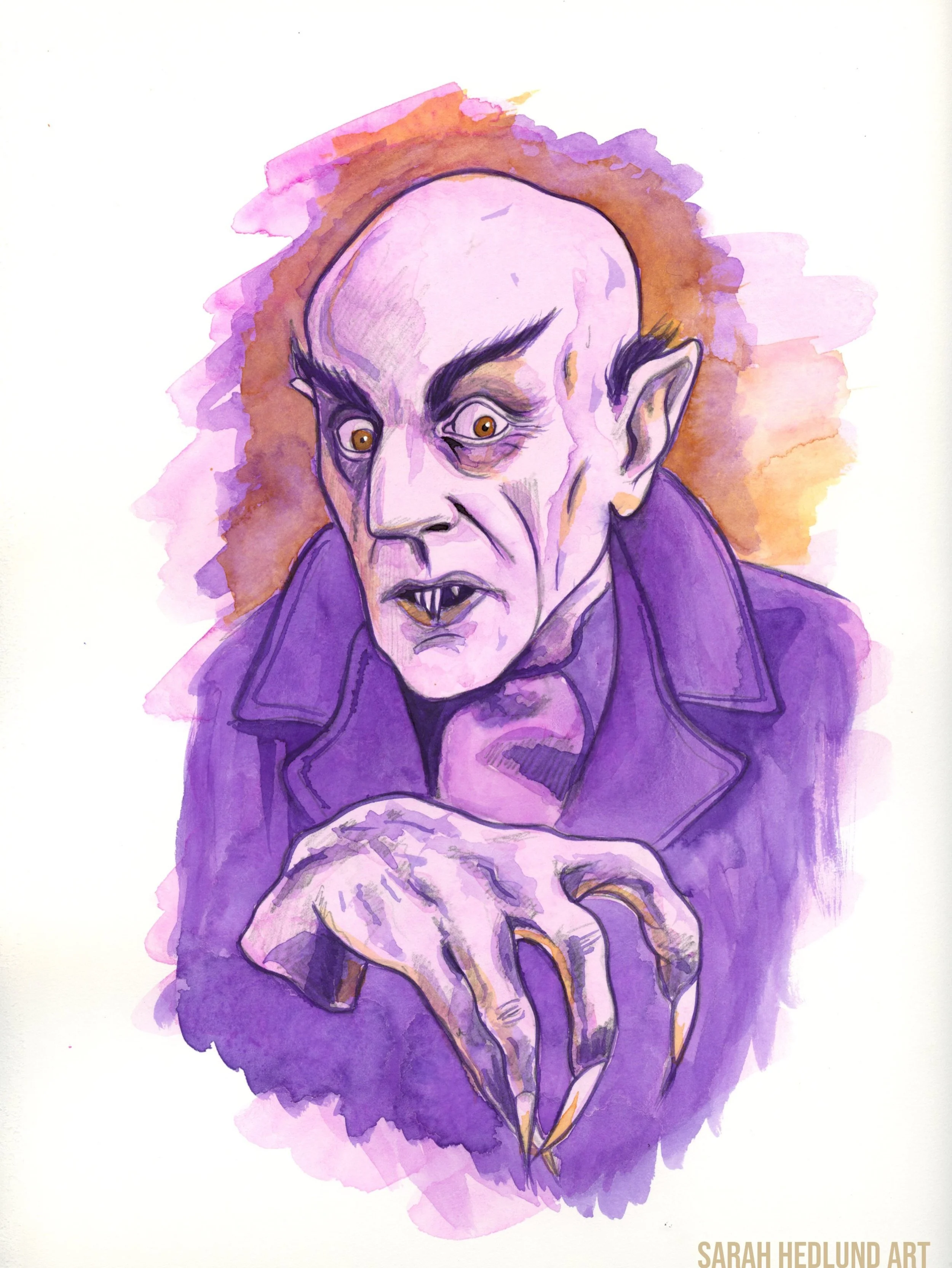 31 Days of Halloween 2026 Edition! This year&rsquo;s theme is VAMPIRES. All illustrations are hand-painted watercolors by yours truly.

Day 24: Orlok (Max Schreck), Nosferatu 

#halloween #nosferatu #vote #31daysofholloween #inktober2026