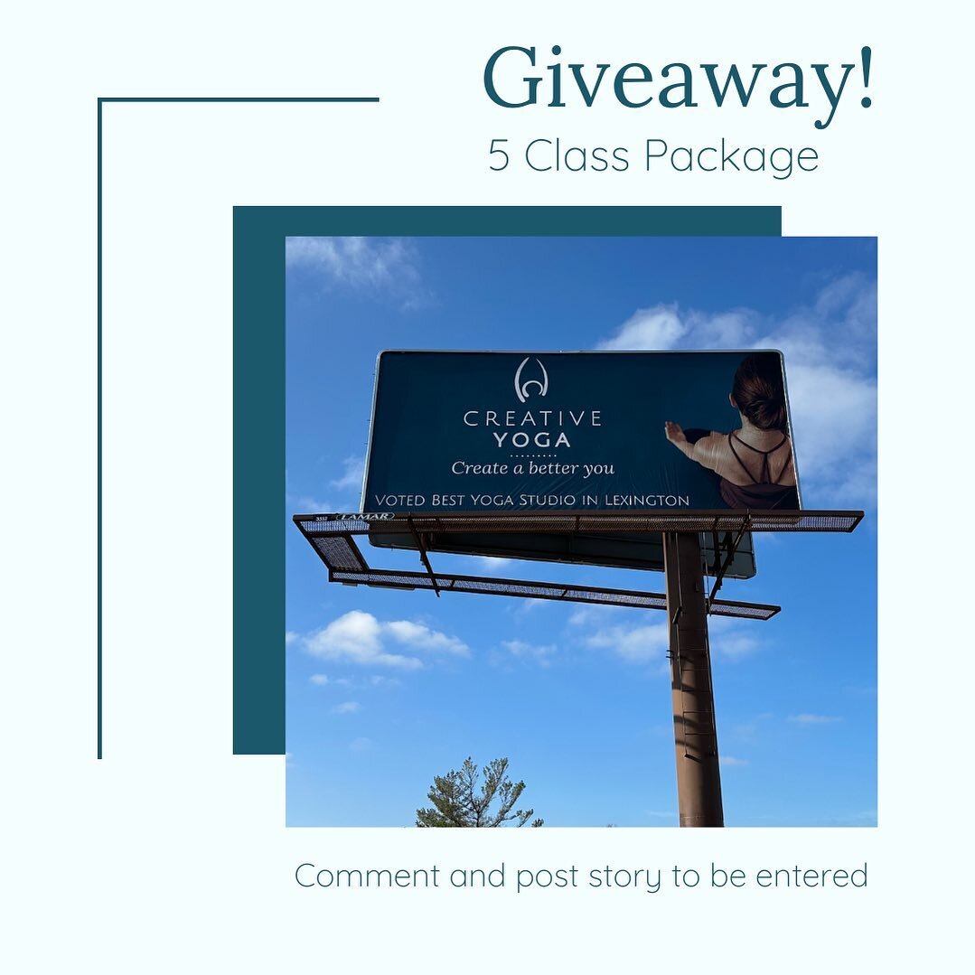 Have you seen our billboards around Lexington yet? 

If you spot the billboard around town take a photo and tag us on your story as well as tag 3 friends in the comments below for a chance to be entered to win a 5 class yoga package! 

Giveaway ends 