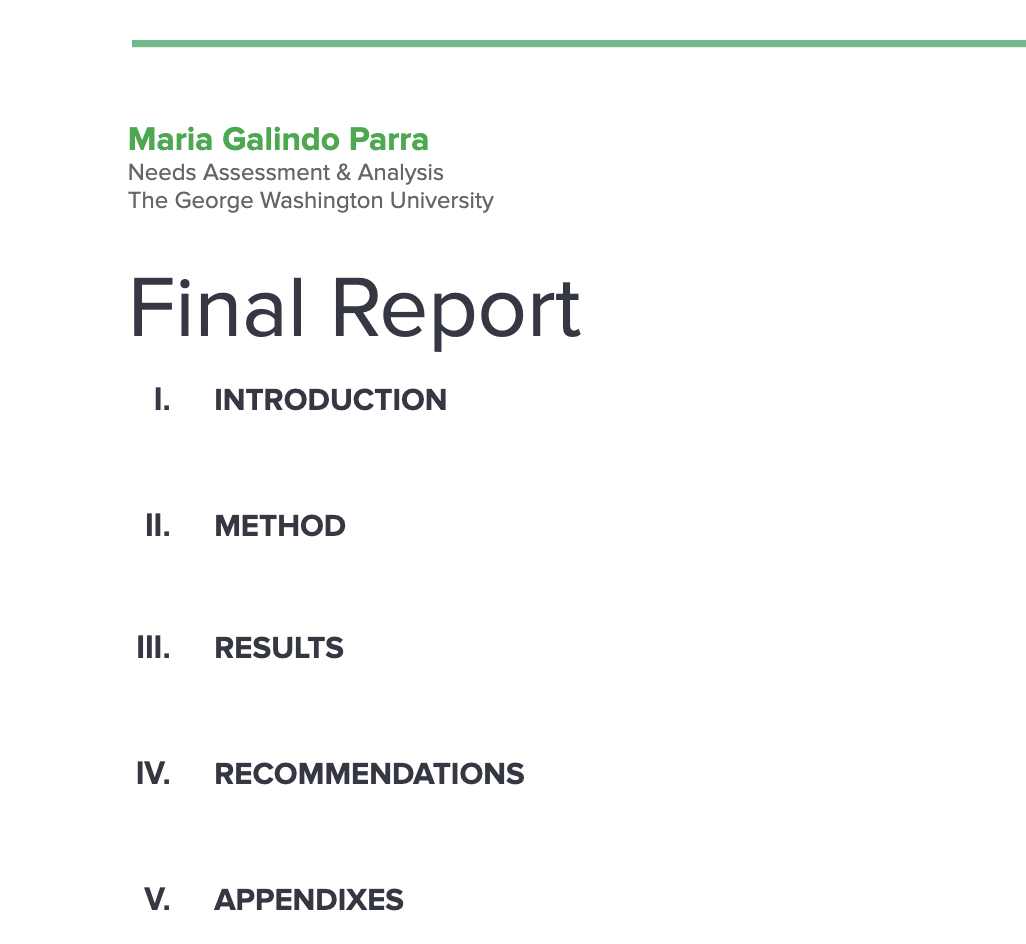 Final Report - Needs Assessment & Analysis