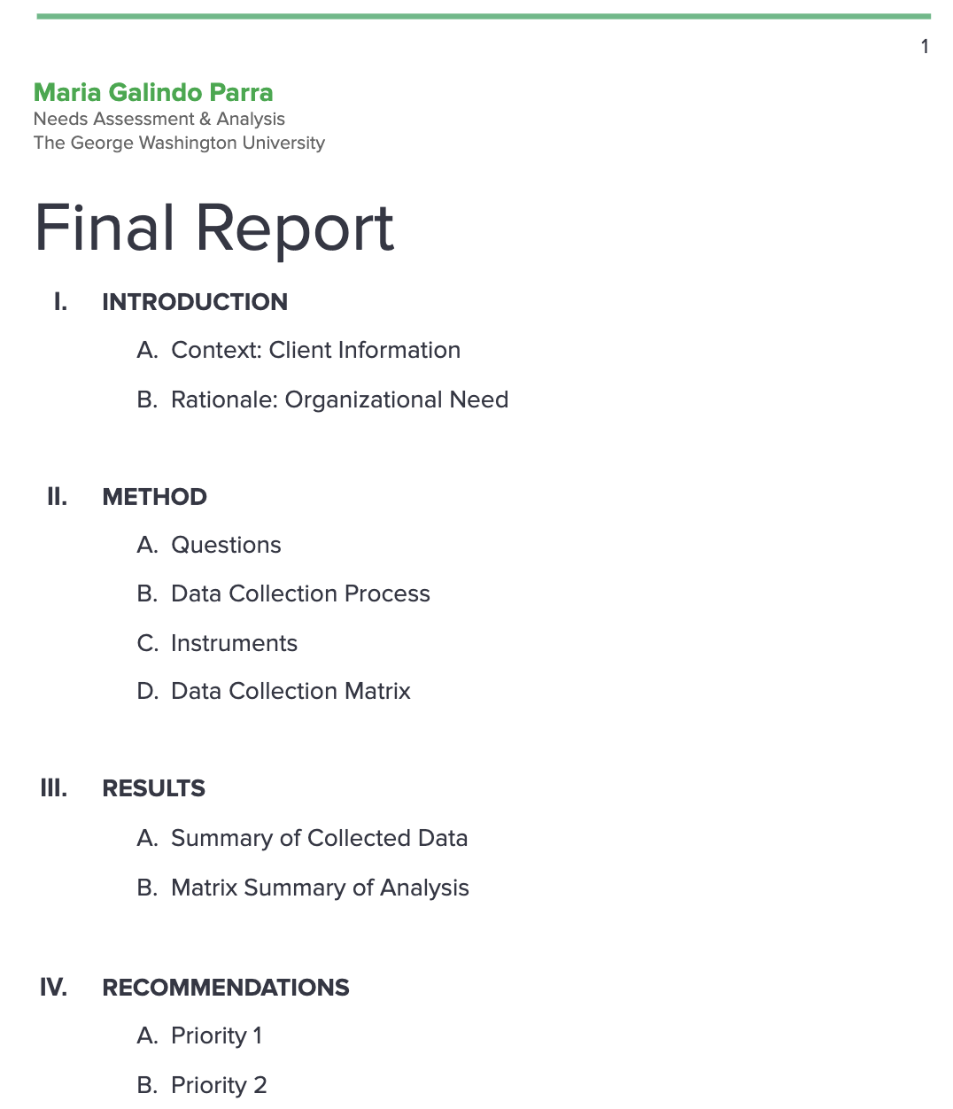 Faculty Training: Needs Assessment & Analysis -  Final Report