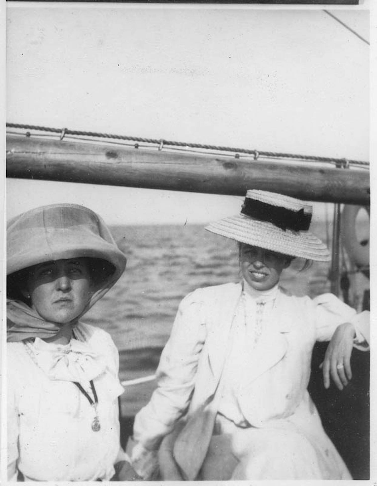 Eleanor Roosevelt and Laura Delano sailing at Campobello Island, New Brunswick, Canada (Photo by FDR) (1909)