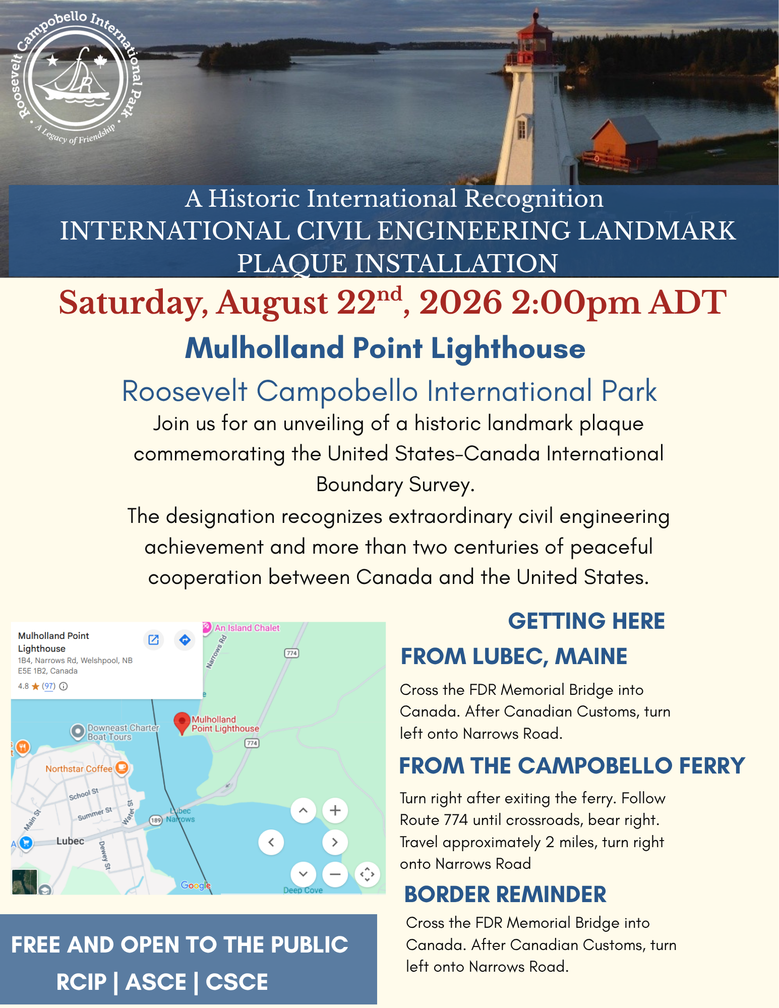 International Engineering Landmark to Be Unveiled at Roosevelt Campobello International Park