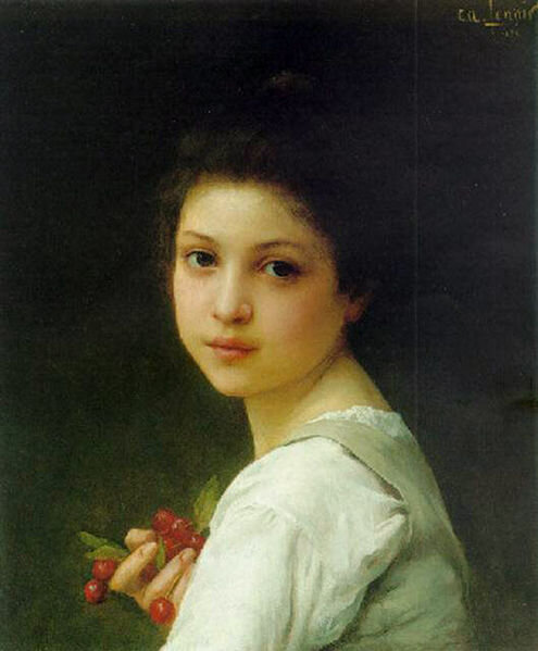 Charles-Amable Lenoir,  Portrait of a Young Girl with Cherries&nbsp;