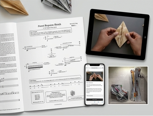 musical score and folding on mobile device and tablet
