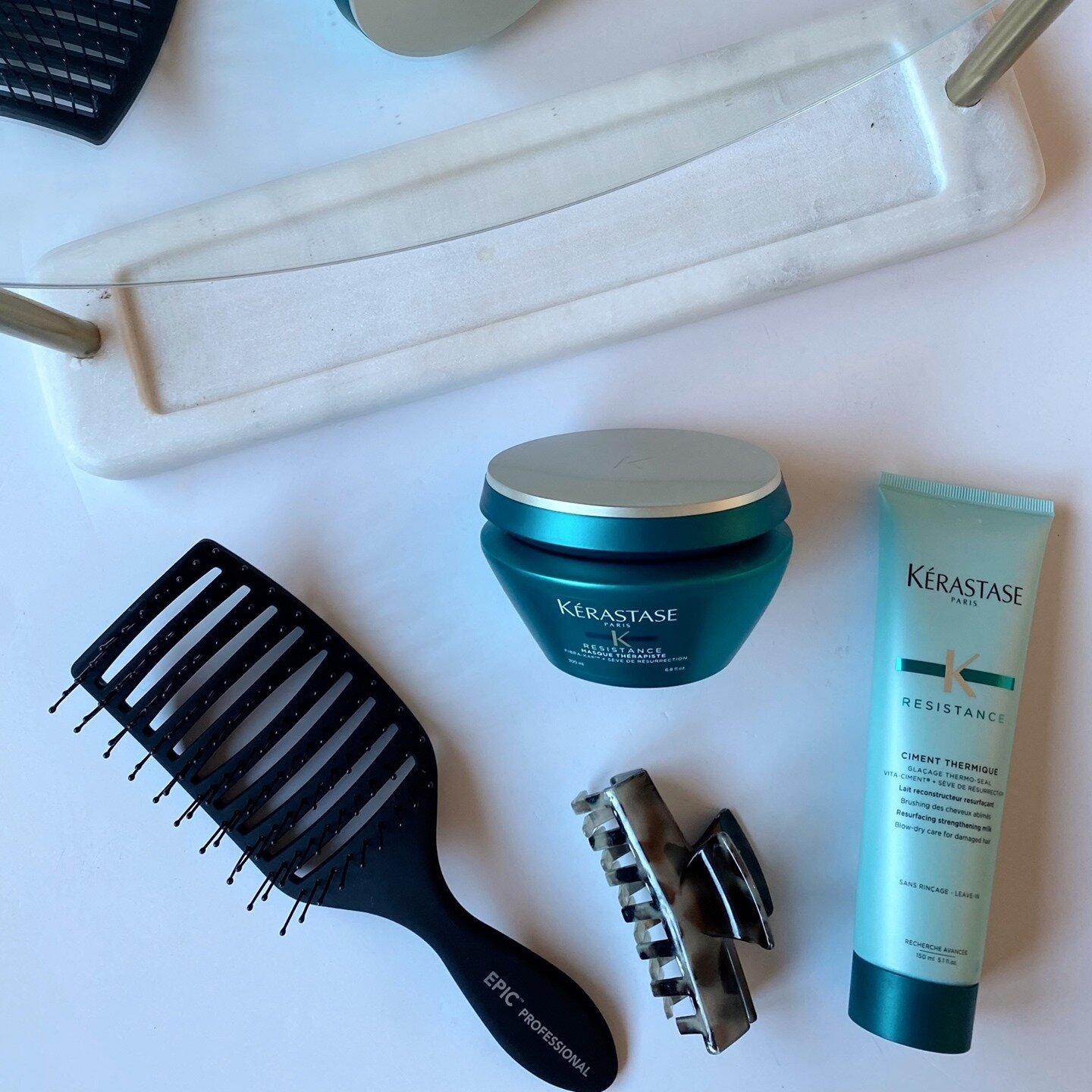 Create the ultimate spa day at home with the @kerastase_official Resistance line and the EPIC Wet Brush - available online or at the salon with curbside pick up ⁠