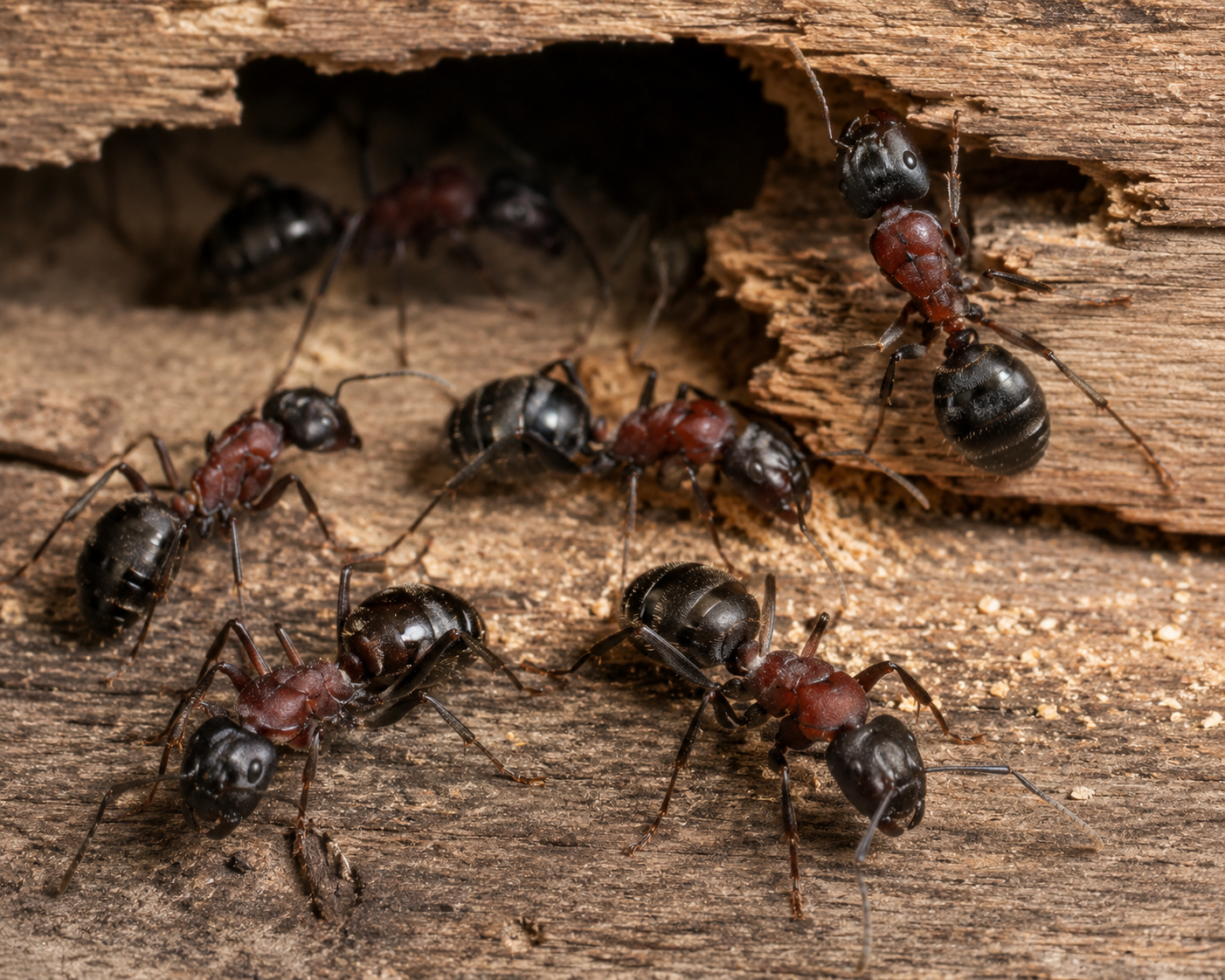 ants on wood