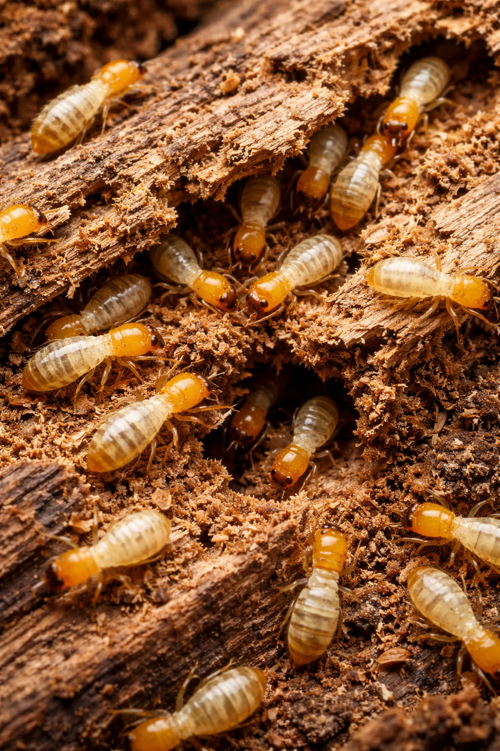 Termites exposed in wood