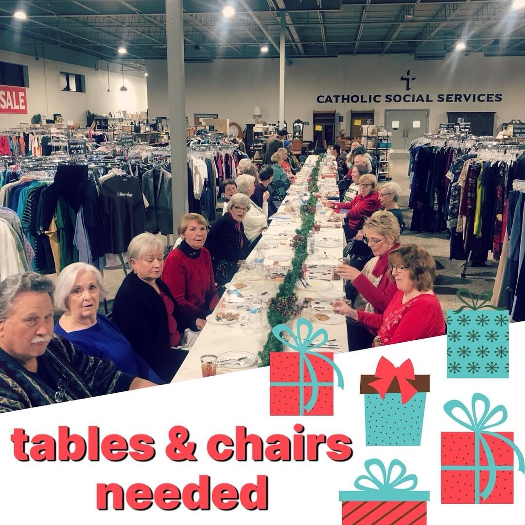 👋 Do you have tables/chairs we could borrow? 👋 
We're gearing up for our annual staff and volunteer holiday dinner and are looking to borrow tables/chairs for 50 people (on a weekday in December). Please shoot us a message if you can help! ❤️