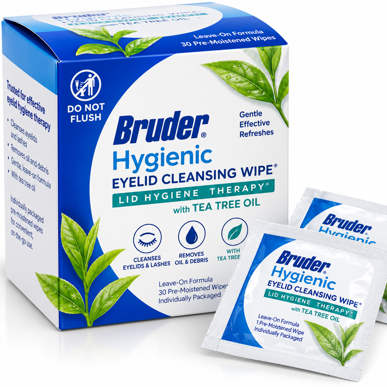 Bruder® Hygienic Eyelid Cleansing Wipes with Tea Tree Oil