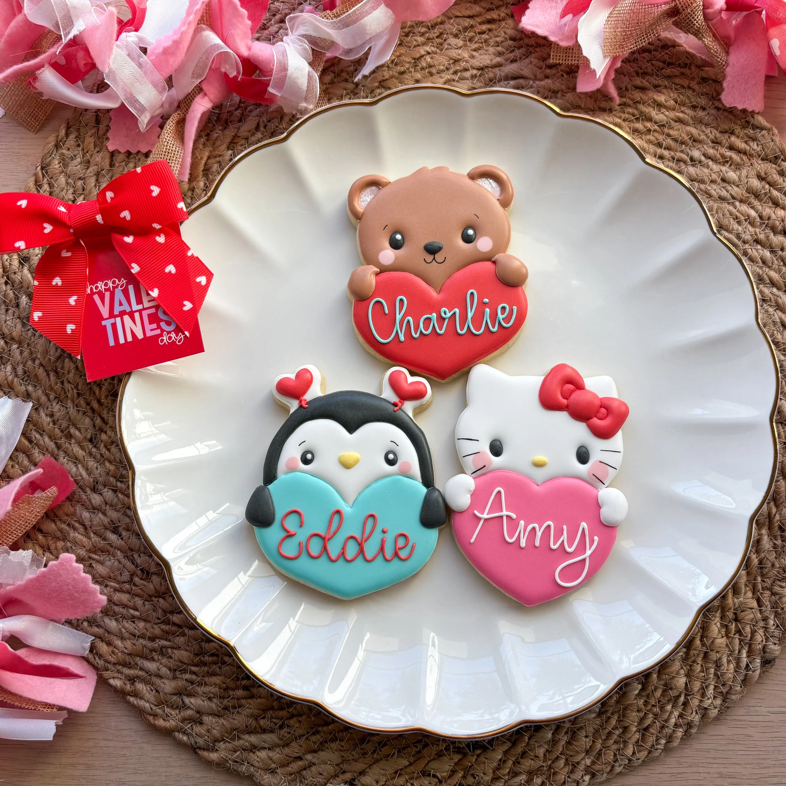 Personalized Animal Heart Cookies