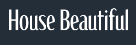 Text reading 'House Beautiful' on a dark background.