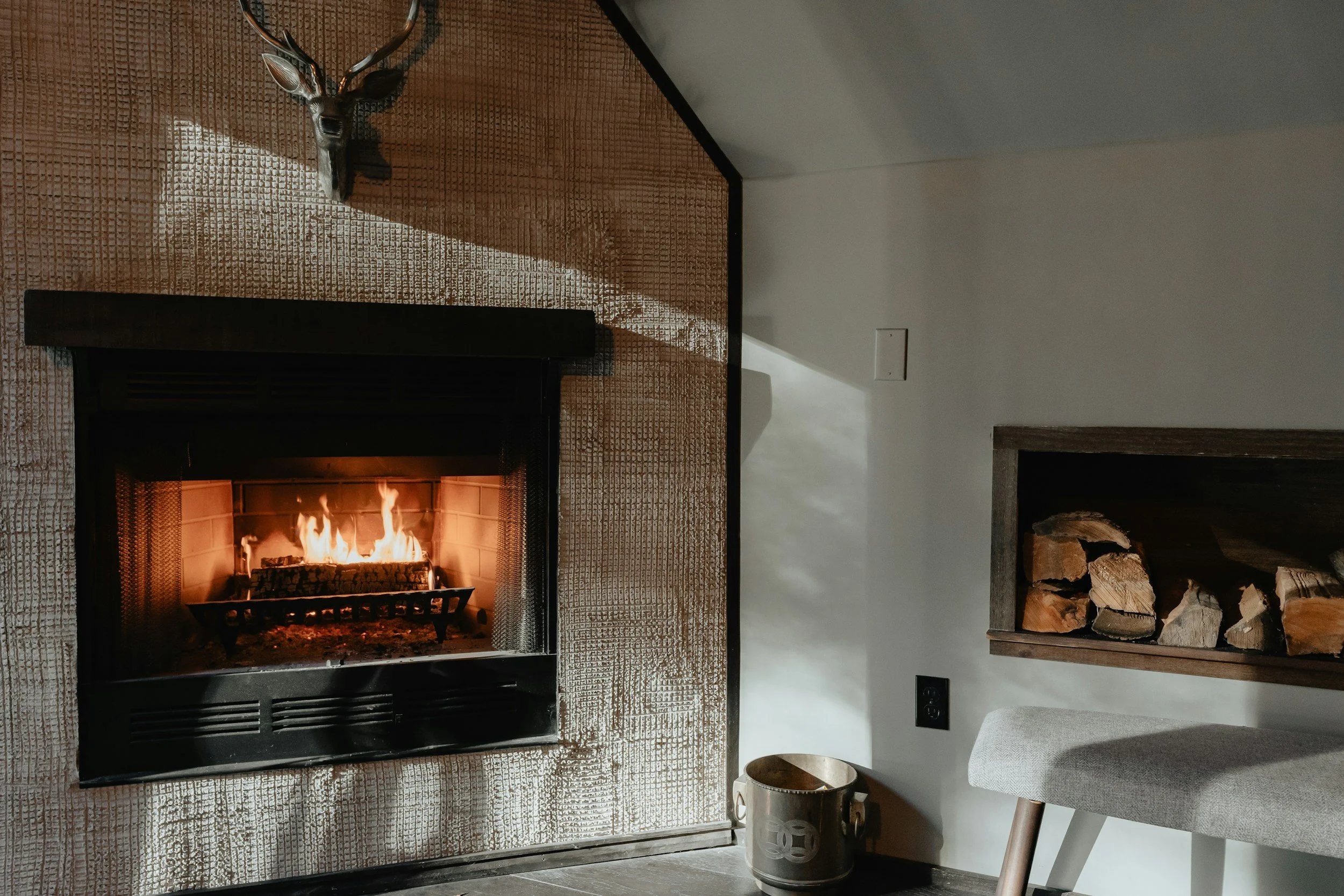 textured wall fireplace