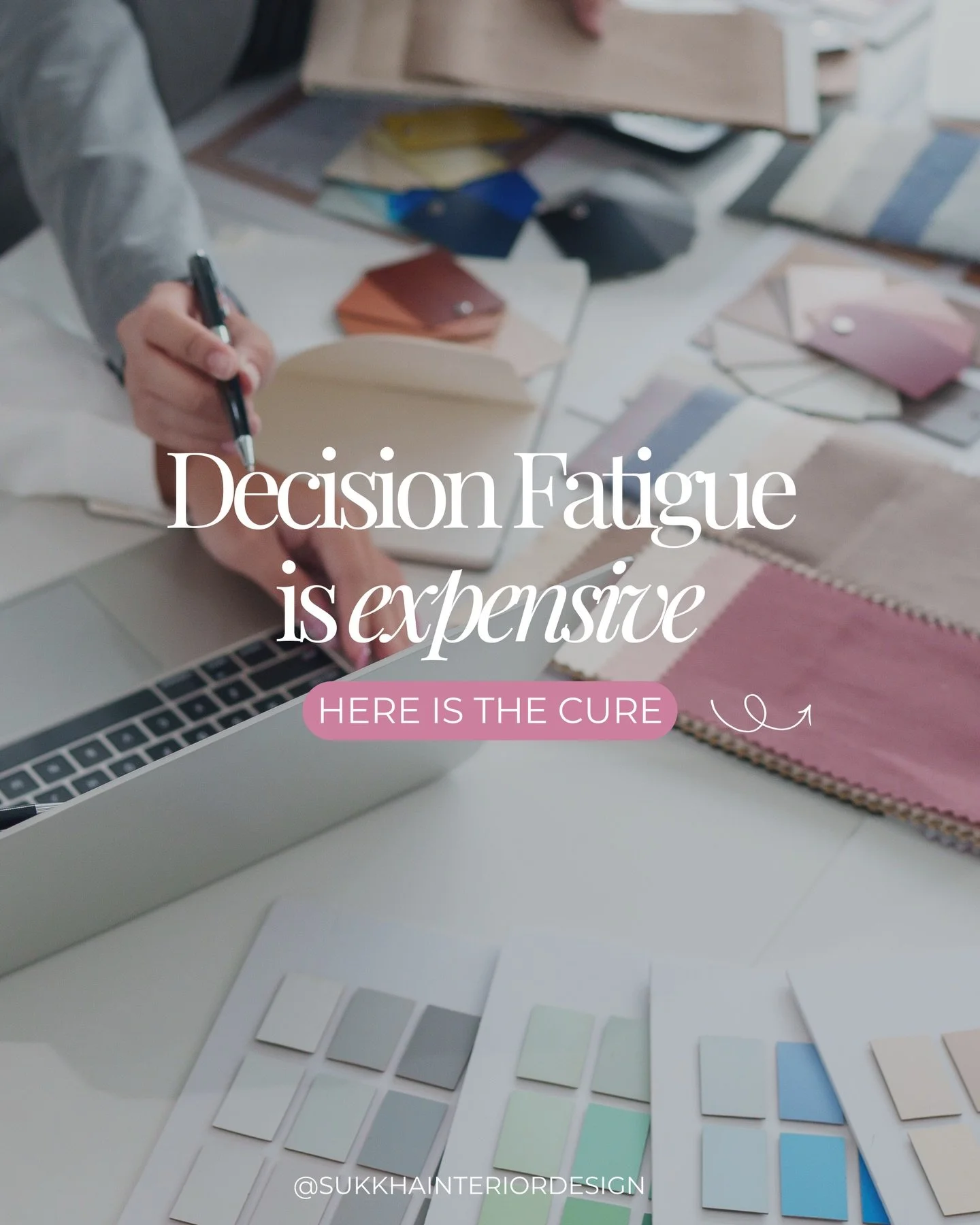 Decision Fatigue is expensive. Here&rsquo;s the cure.
You&rsquo;ve been researching tile for three weeks.
You have 47 paint swatches taped to your wall.
Your contractor is waiting on decisions and your timeline keeps sliding.
Here&rsquo;s what nobody