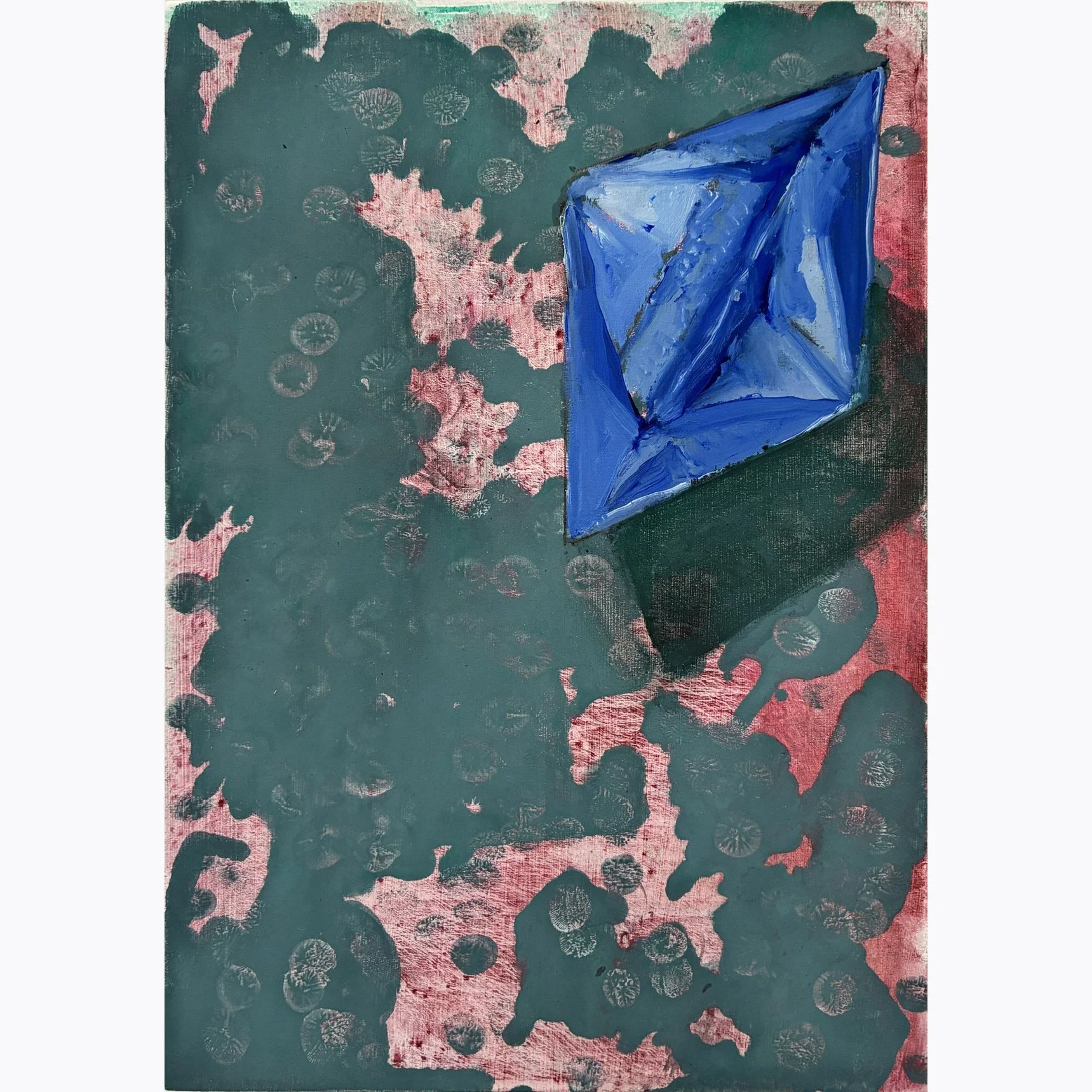 Blue Paper Boat 2, 2025, oil on gessoed panel 297 x 210 mm