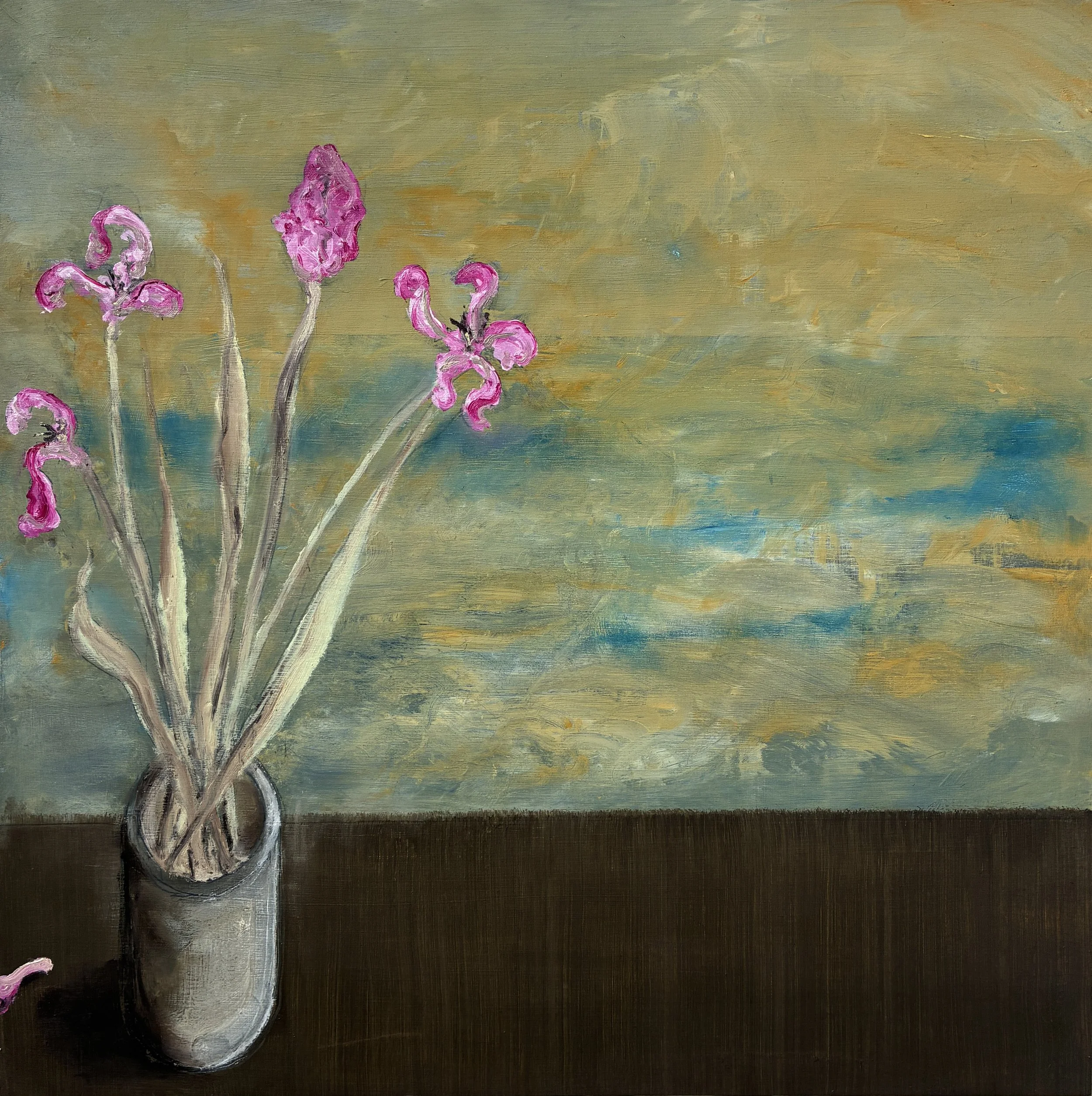 Flowers, oil on gessoed board, 50 x 50 cm, 2026