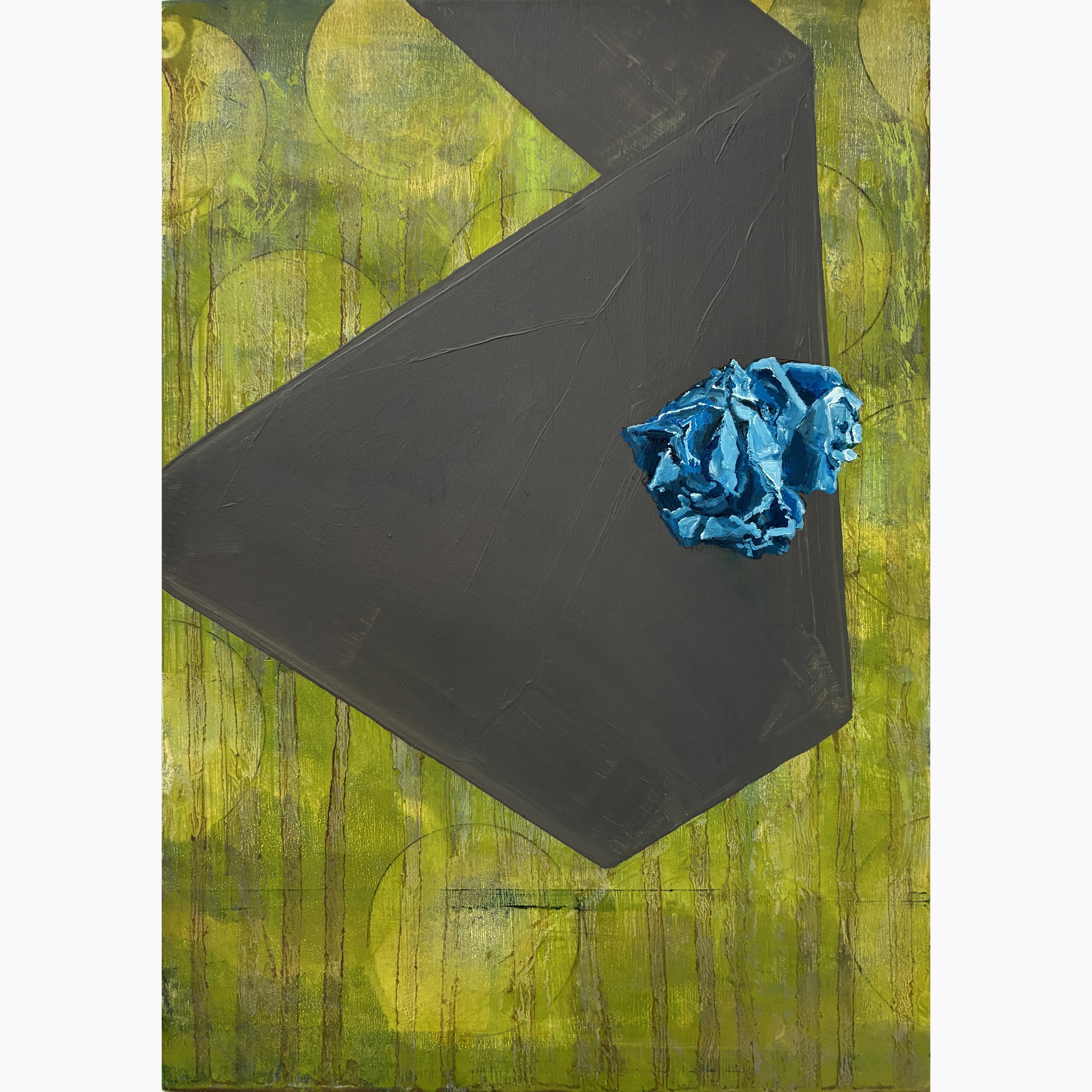 Blue Paper Ball 2, 2025, oil on gessoed panel 297 x 210 mm