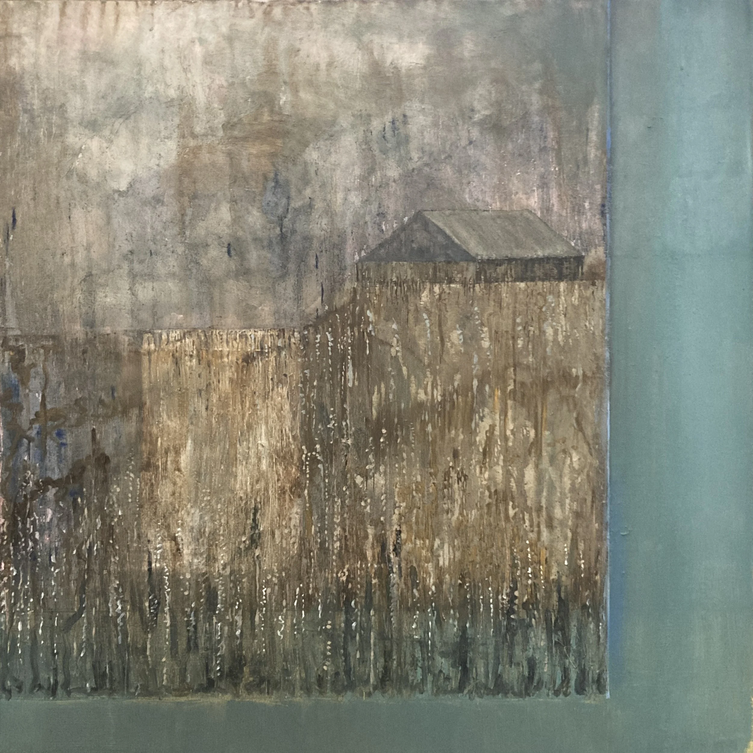Building, oil on gessoed panel, 120 x 120cm, 2026