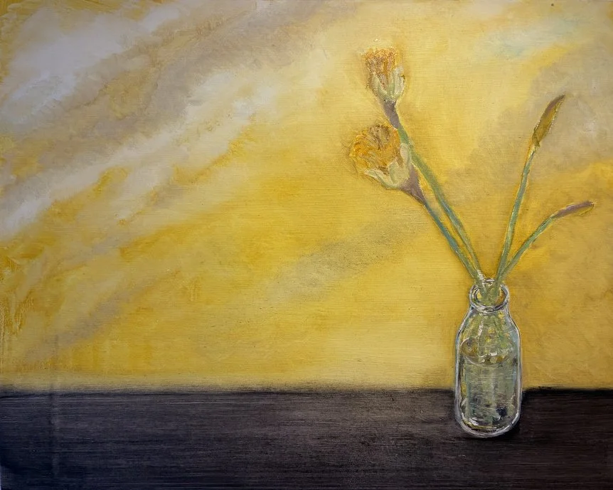 Daffodils, oil on gessoed board, 40 x 60 cm, 2026 