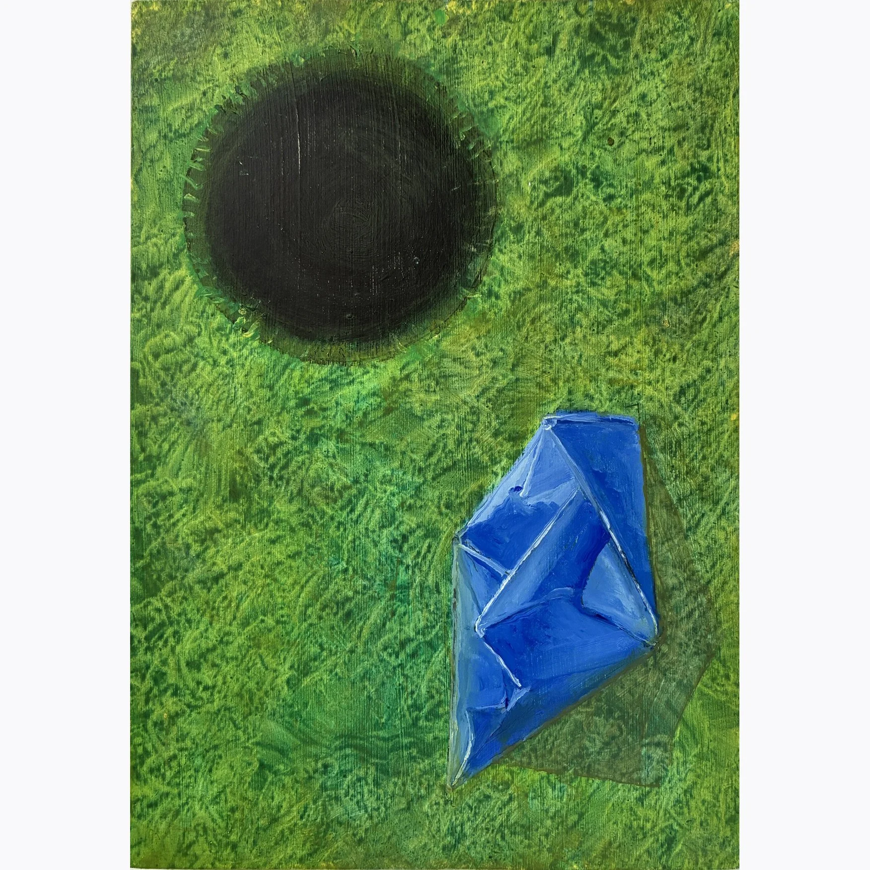 Blue Paper Boat 3, 2025, oil on gessoed panel 297 x 210 mm